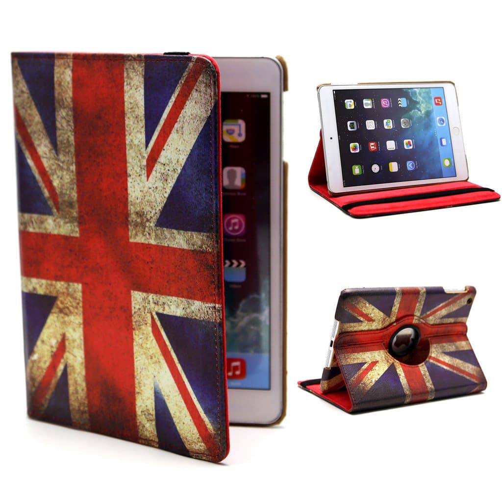 Case Guard® Weathered Union Jack Themed iPad Mini, iPad Mini 2 (Retina), and iPad Mini 3 (Retina) Folio Case