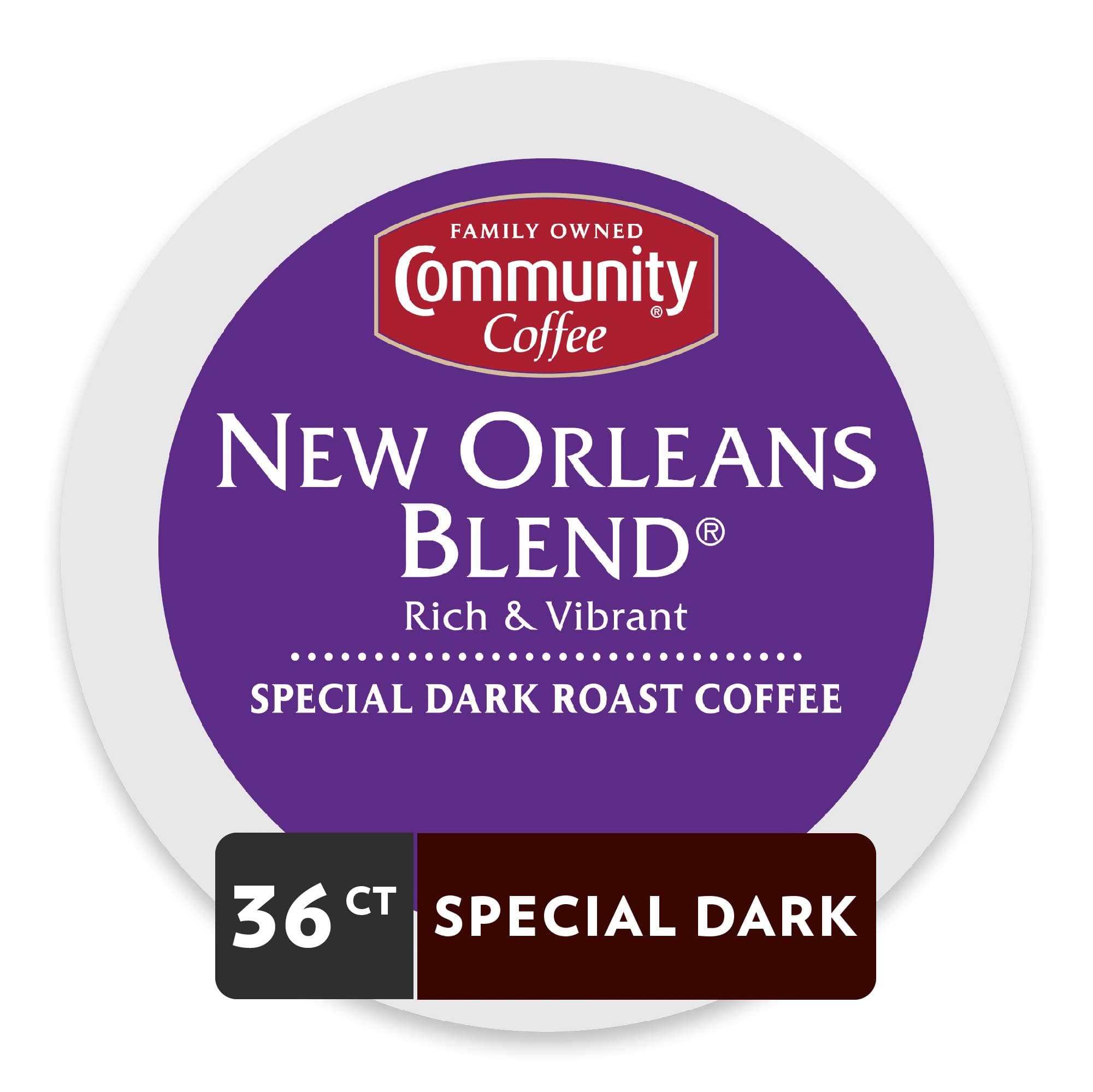 Community CoffeeNew Orleans Blend 36 Count Coffee Pods, Special Dark Roast, Compatible with Keurig 2.0 K-Cup Brewers, 12 Count (Pack of 3)