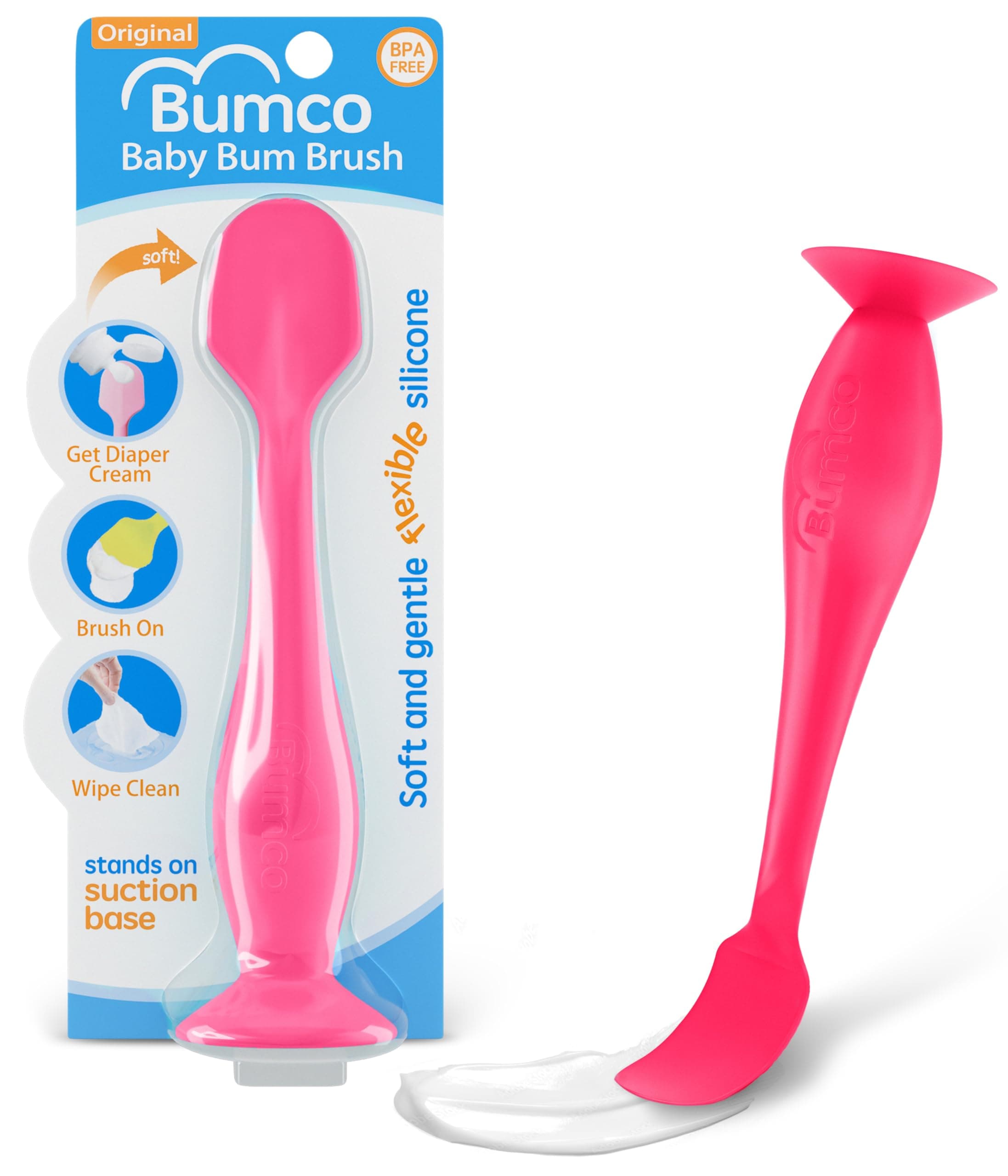 Bumco Diaper Cream Spatula - for Butt Paste Diaper Cream, Baby Butt Cream Diaper Cream Applicator, Butt Spatula Baby Necessities, Diaper Cream Brush, Pink