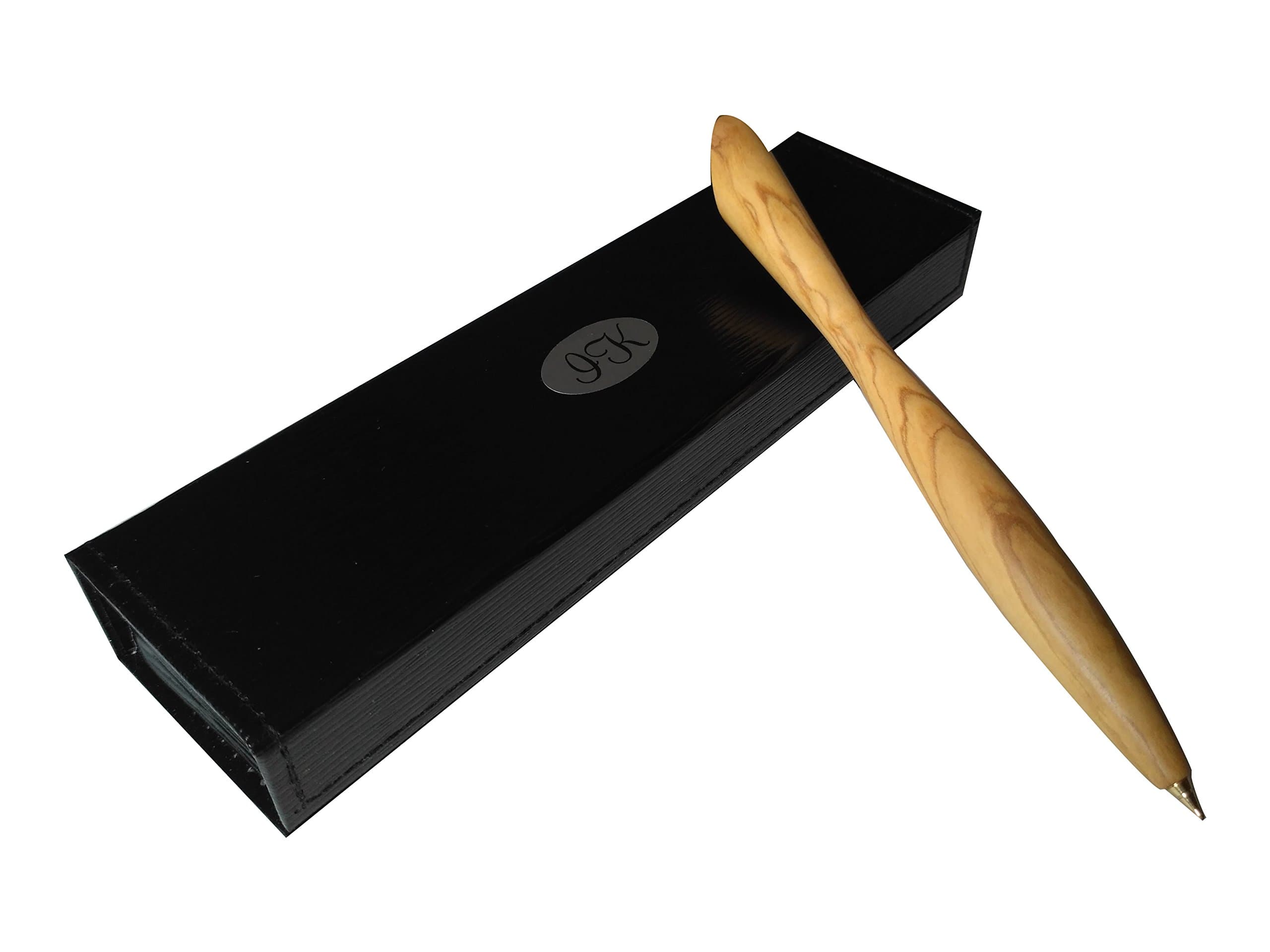 Elegant Wooden Ballpoint Pen, White/Black Case with Unique Design: Create Your Own Handmade in Germany, Exclusive Wooden Ballpoint Pen Perfect Gift Idea or for own use, EACH This Premium Pencil Made from the Wood Cocobolo is unique. Wilde Olive