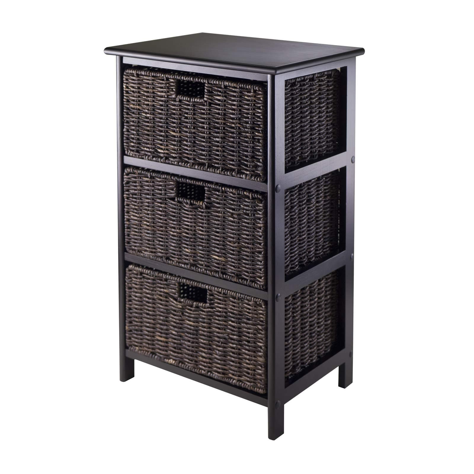 Omaha Storage Rack, 3 Storage Baskets, Black