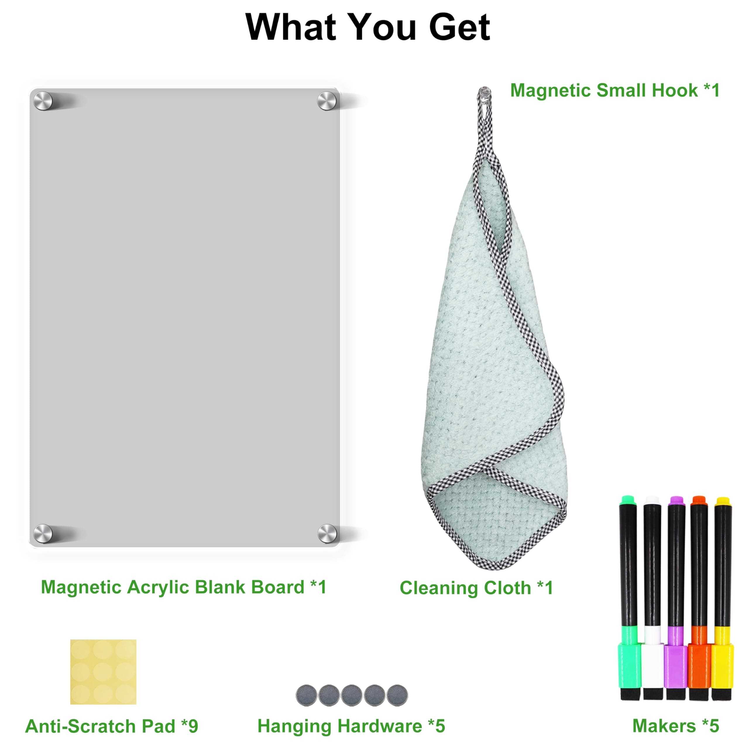 Acrylic Magnetic Dry Erase Board for Fridge 12"x8" Small Magnetic Whiteboard for Fridge Magnetic Acrylic Dry Erase Board for Refrigerator Clear Acrylic Board Magnet White Board for Fridge Wall