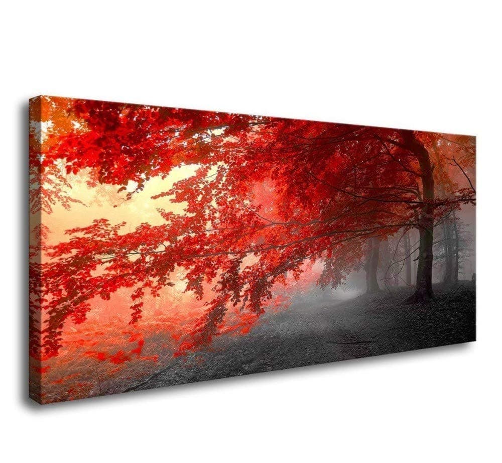 Diamond Painting by Numbers Kits 5D DIY oppopper Full Drill DIY Large Size Rhinestone Crystal Embroidery Red Tree Landscape Cross Stitch Mosaic Art for Home Wall Decor,Round Drill,30X60cm