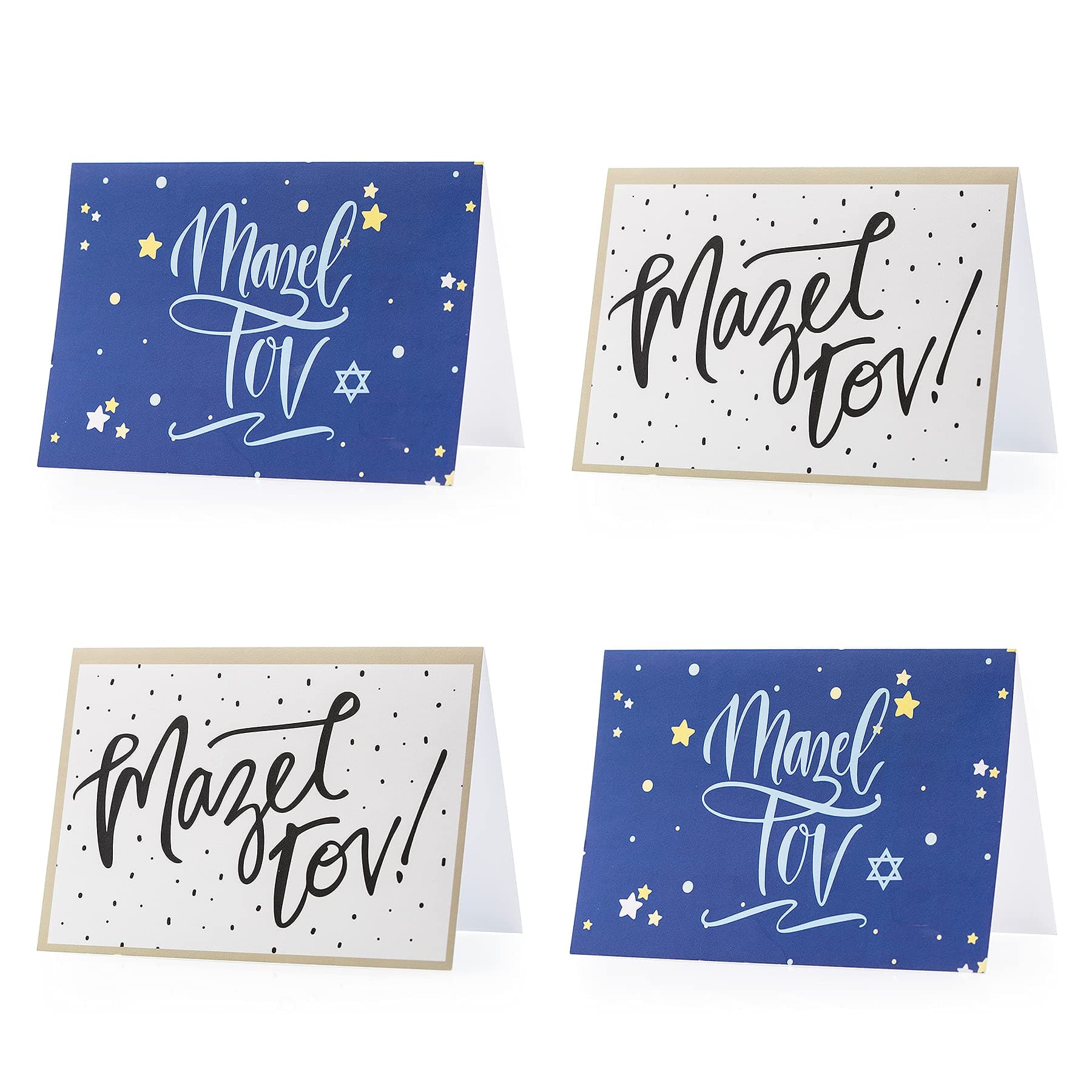Lee Laa Lou Jewish Greeting Cards, General Mazel Tov, Mazal Tov greeting cards, set of 4