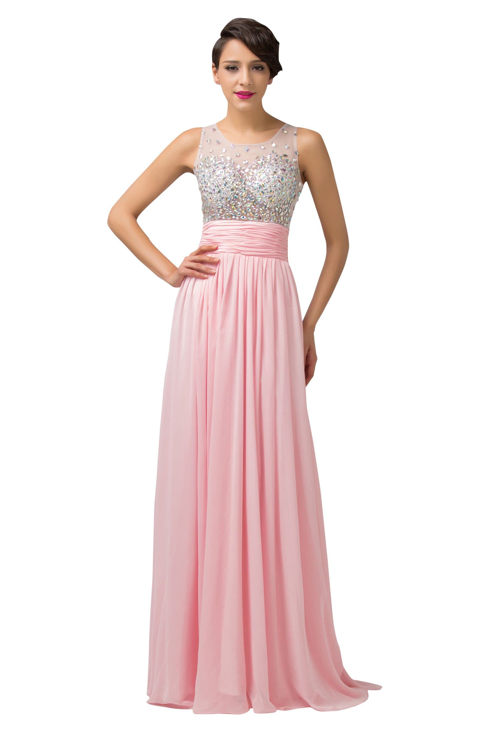 Grace Karin Women's Chiffon Beaded Tank Formal Evening Dresses