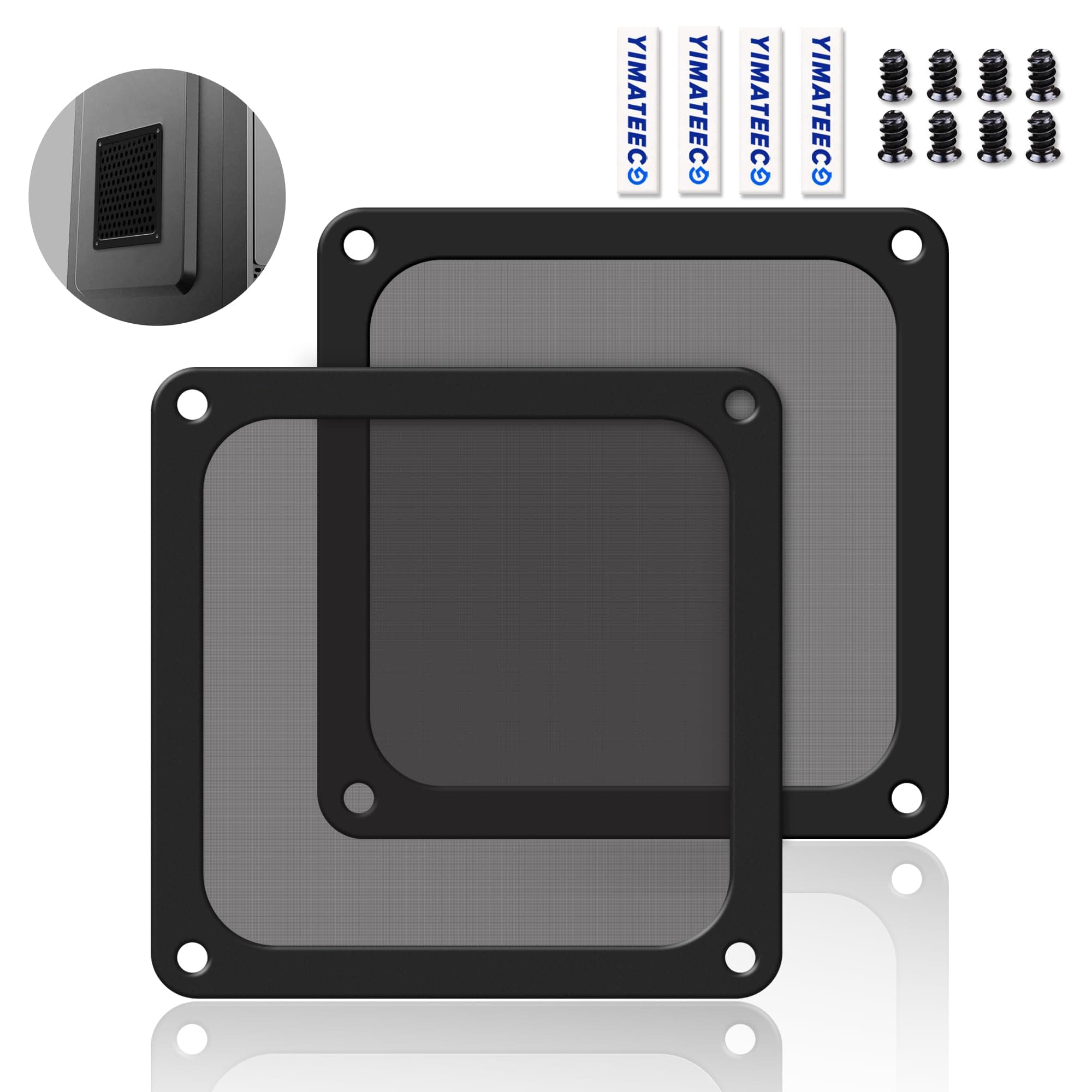 120mm Dust Filter PC for Computer Cooler/PSU/Routers Nylon 80 Mesh, Magnetic PC Fan Dust Cover Mesh Cooler Filter Dustproof Computer Fan Grills (Nylon, 120 * 120mm, 2pcs, Black)