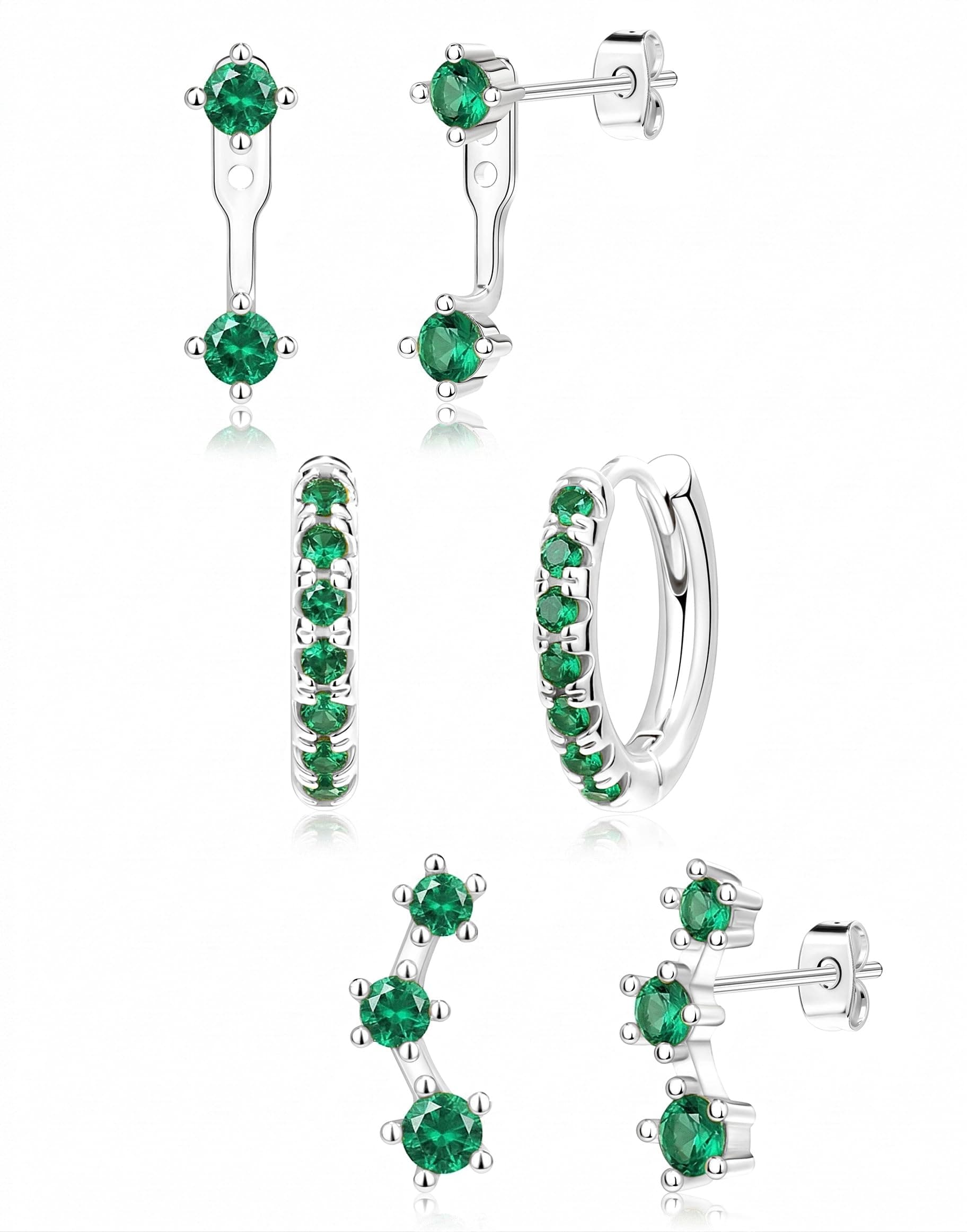 3 Pairs St Patrick's Day Earrings for Women, Trendy Small Gold Plated Hypoallergenic Stud Huggie Jacket Stack for Cartilage Helix, Dainty Cute Women Fashion Accessories Birthstone Western Jewelry Gifts