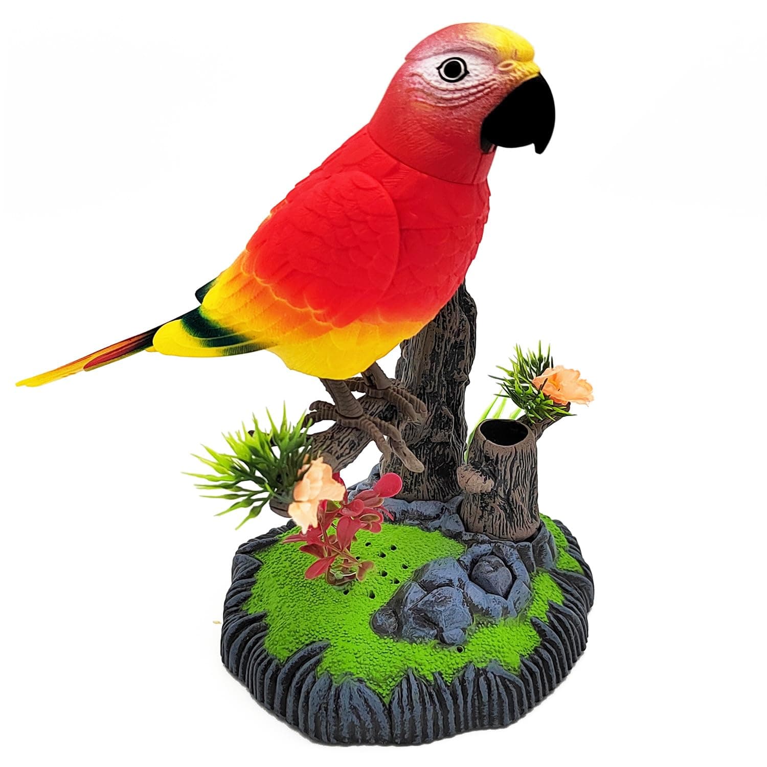 Electronic Bird Toys Electric Parrots Animal Pets Move Chirp Realistic Home Office Room Decoration Kids Birthday Gifts (Red)