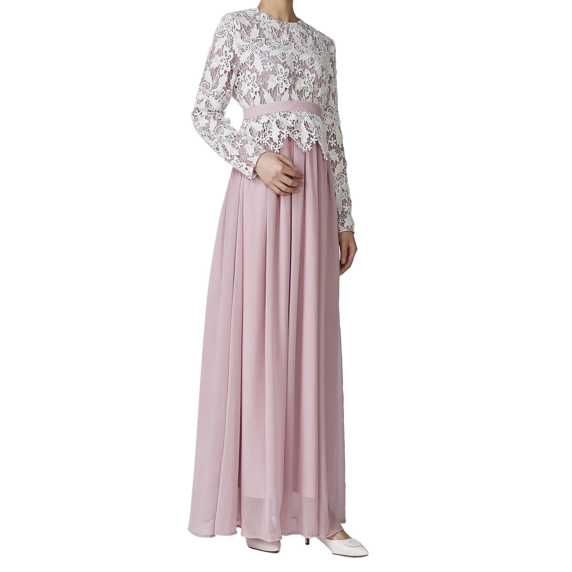 INGSIST Womens Pinky Muslim Wedding Party Dress with Lace Element