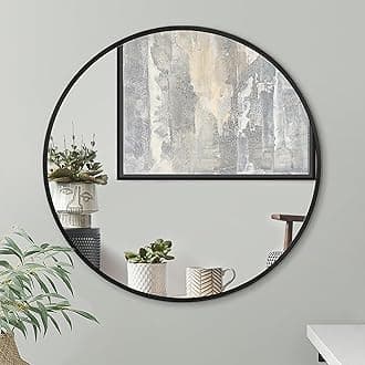Americanflat 31" Round Mirror - Hanging Mirrors with Aluminum Frame - Modern Mirror for Bathroom, Bedroom, Living Room - Mirrors for Wall Display and Home Decor - Black