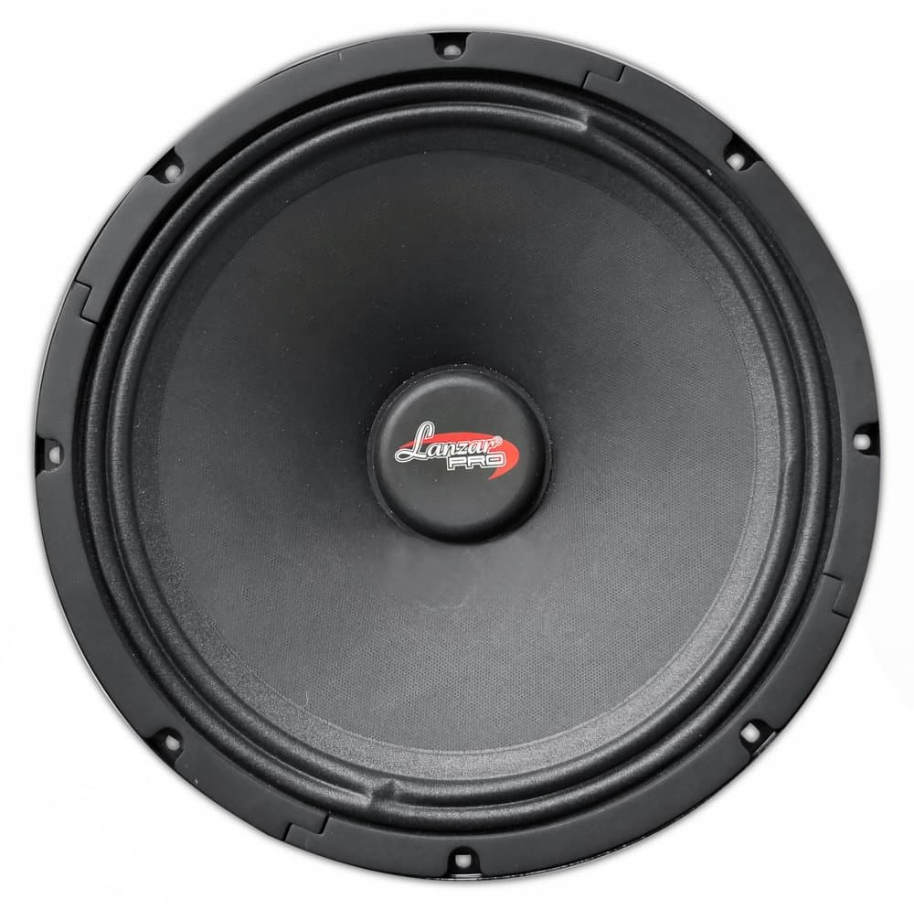 Lanzar Upgraded 12” High-Power Performance Midbass - 400 Watt Speaker 45-4.8kHz Frequency Response 80 Oz Magnet Structure 4 Ohm 2” Temperature Kapton Voice Coil w/ 94.50dB Sensitivity - Lanzar PROHEMID12