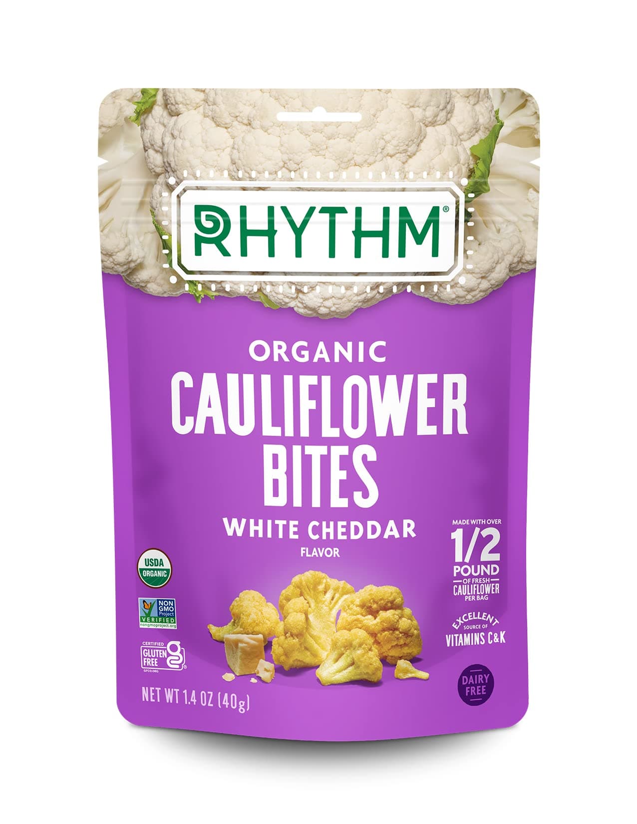 Rhythm Superfoods - Organic Cauliflower Bites White Cheddar - 1.4 oz