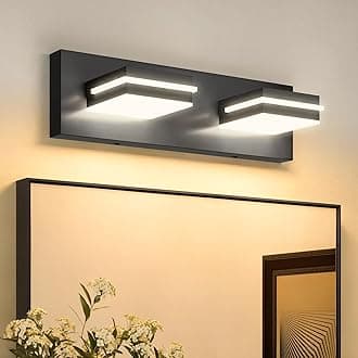 VOLISUN Modern Bathroom Vanity Light Fixtures (2-Light, 15.5-Inch), 5CCT Dimmable Bathroom Lighting Fixtures Over Mirror, 360°Rotatable Head, Black LED Vanity Lights for Bathroom-ETL Certificated