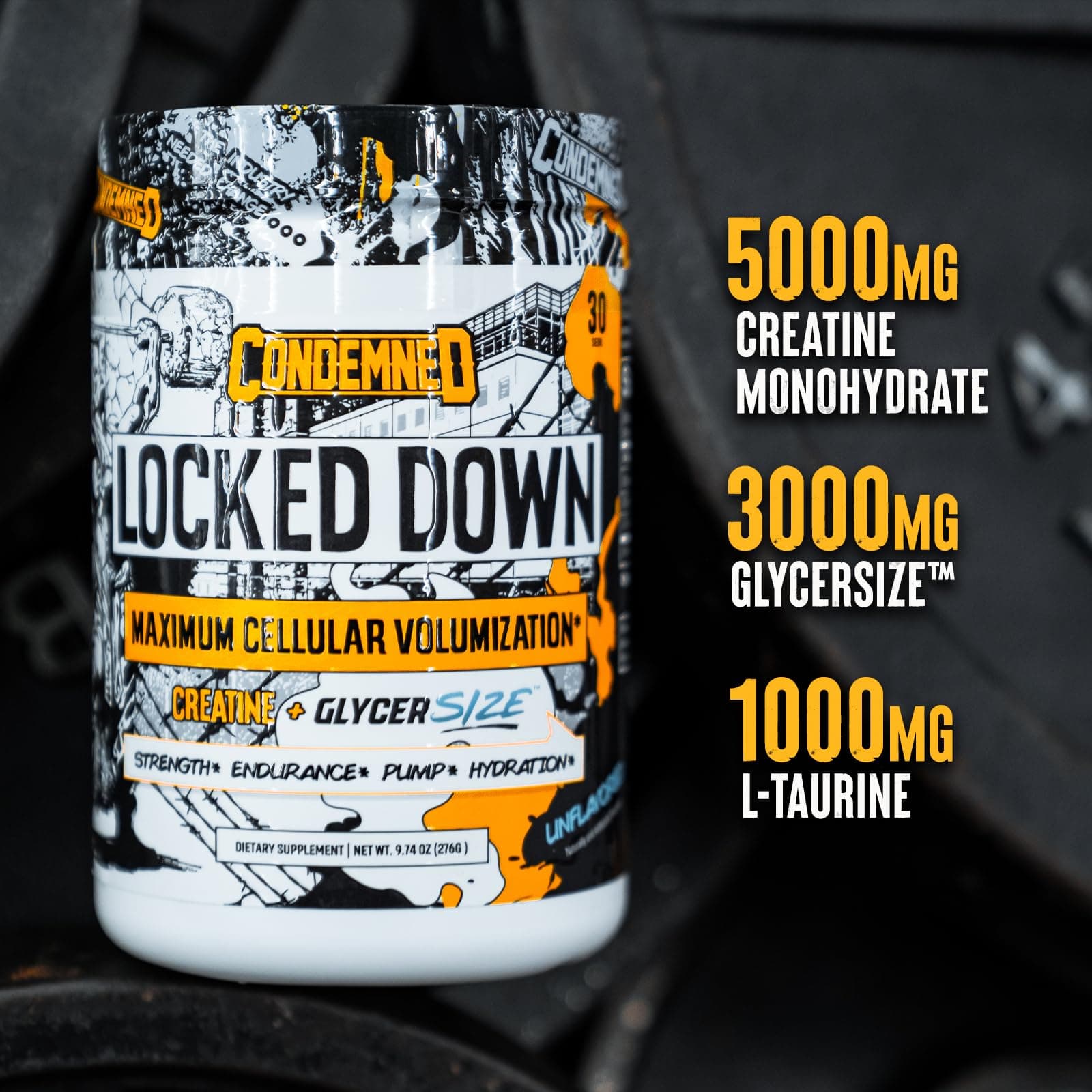 CONDEMNED Labz Locked Down | Creatine Performance Complex | Creatine Monohydrate, Glycerol, Taurine | Enhanced Hydration, Energy & Stamina | 30 Servings (Fruit Punch)