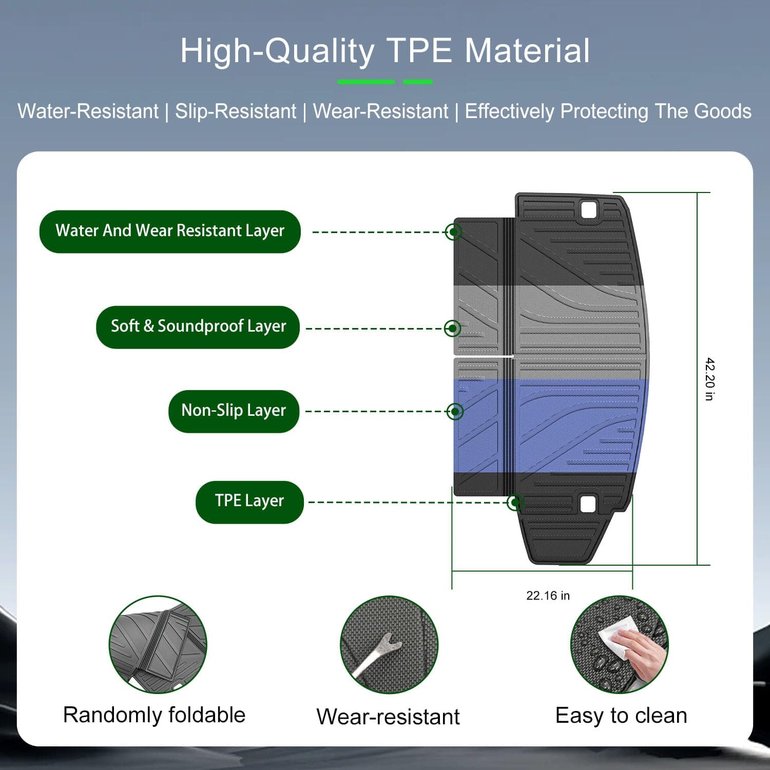 Cargo Liner Compatible with 2016-2026 Dodge Durango Trunk Mat Cargo Mat 6&7 Seats Replacement for 2016-2026 Dodge Durango Accessories (3rd Row Trunk Mat)