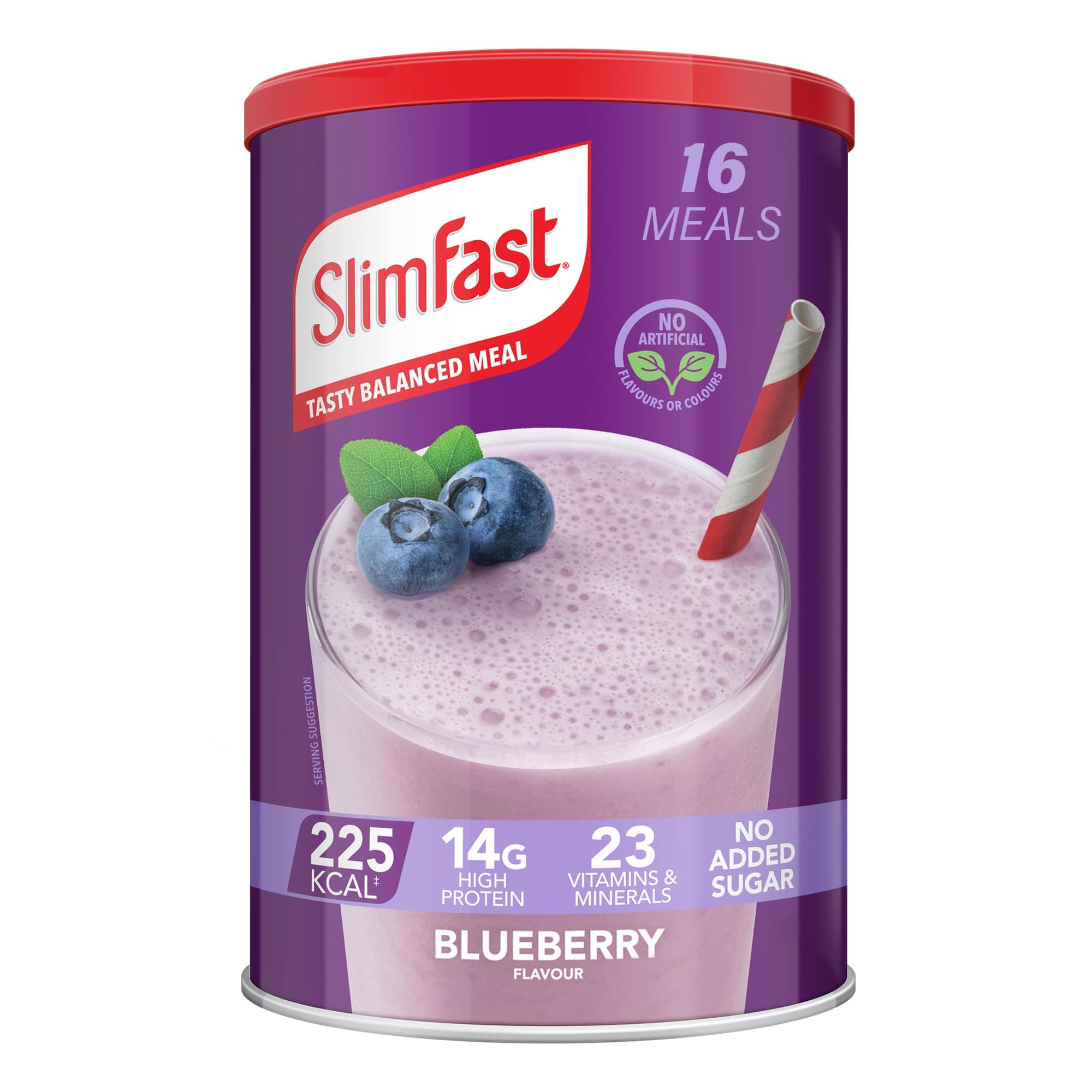 Meal Replacement Shake for Weight Loss & Balanced Diet, Vitamins and Minerals, Low Calorie, High Protein, Blueberry Flavour, 16 servings, 584 g, Packaging May Vary