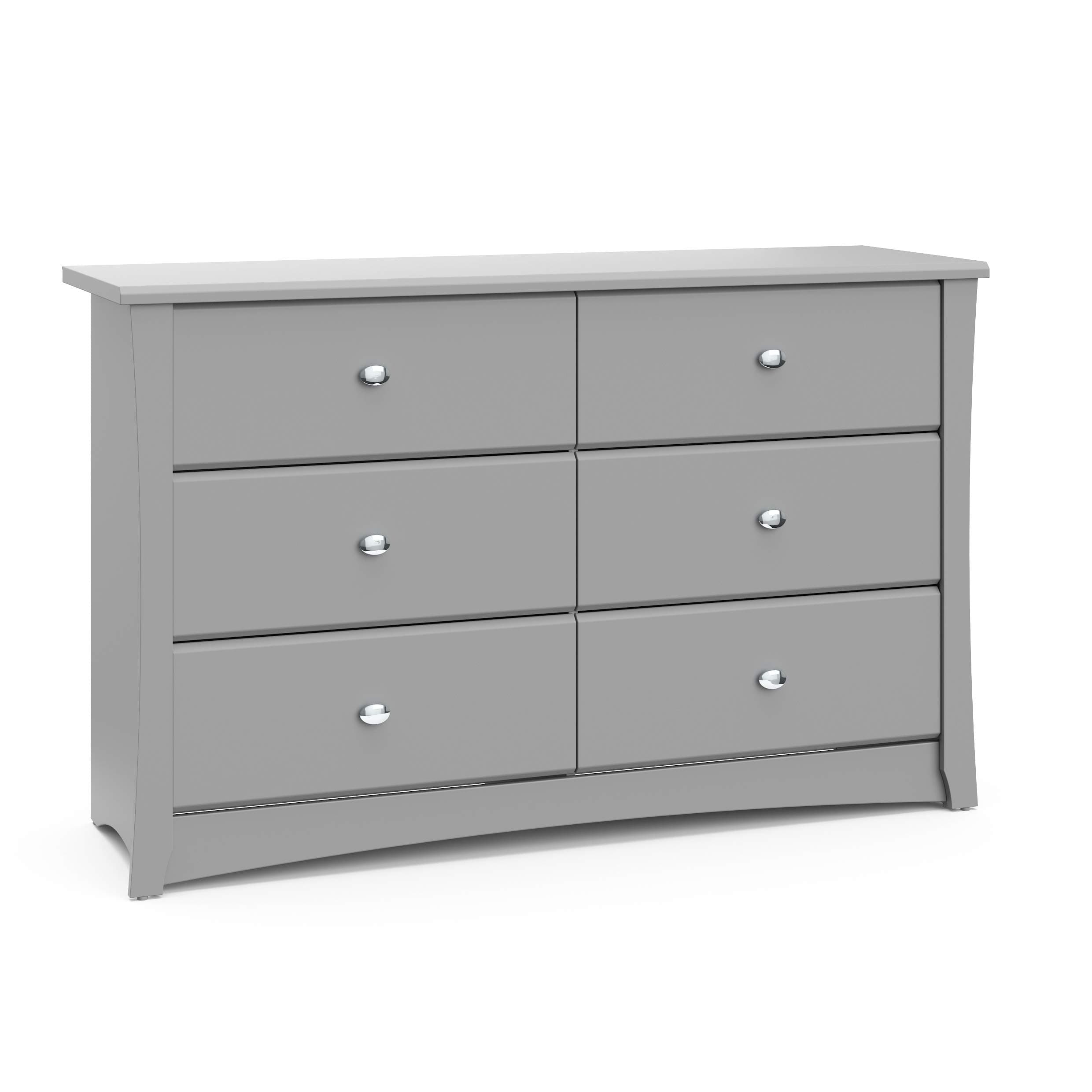 Crescent 6-Drawer Dresser (Pebble Gray) – GREENGUARD Gold Certified, Gray Dresser for Bedroom, Kids & Nursery Storage Chest, Safety Interlocking Drawers, Pre-Installed Tracks, Kids Chest