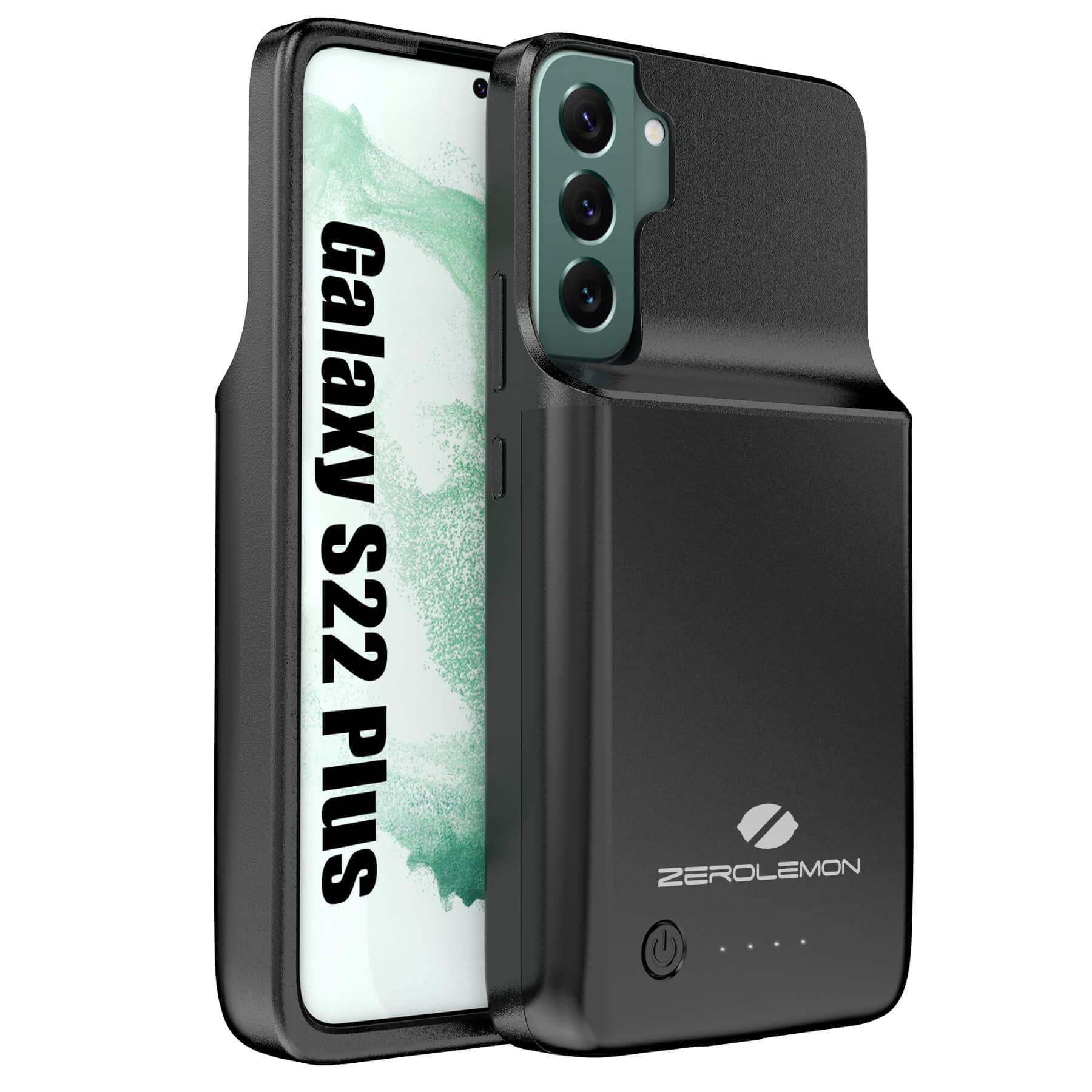 ZEROLEMON Galaxy S22+ Plus Battery Case 8000mAh, Super Fast Charging Passing Through & Wireless Charging Supported, Extended Battery Charger Case Cover for Galaxy S22 Plus 2022 - Black