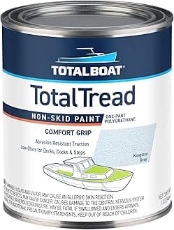 TotalTread Non-Skid Deck Paint, Marine-Grade Anti-Slip Traction Coating for Boats, Wood, Fiberglass, Aluminum, and Metals (Gray, Quart)
