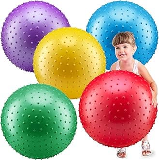 Bedwina 18-Inch Big Balls for Toddlers and Kids - Inflatable Giant Balls for Kids with Hand Air Pump, Big Bouncy, Sensory Play, Stress Toy, Knobby, Large Playground, Recess, Games for Children
