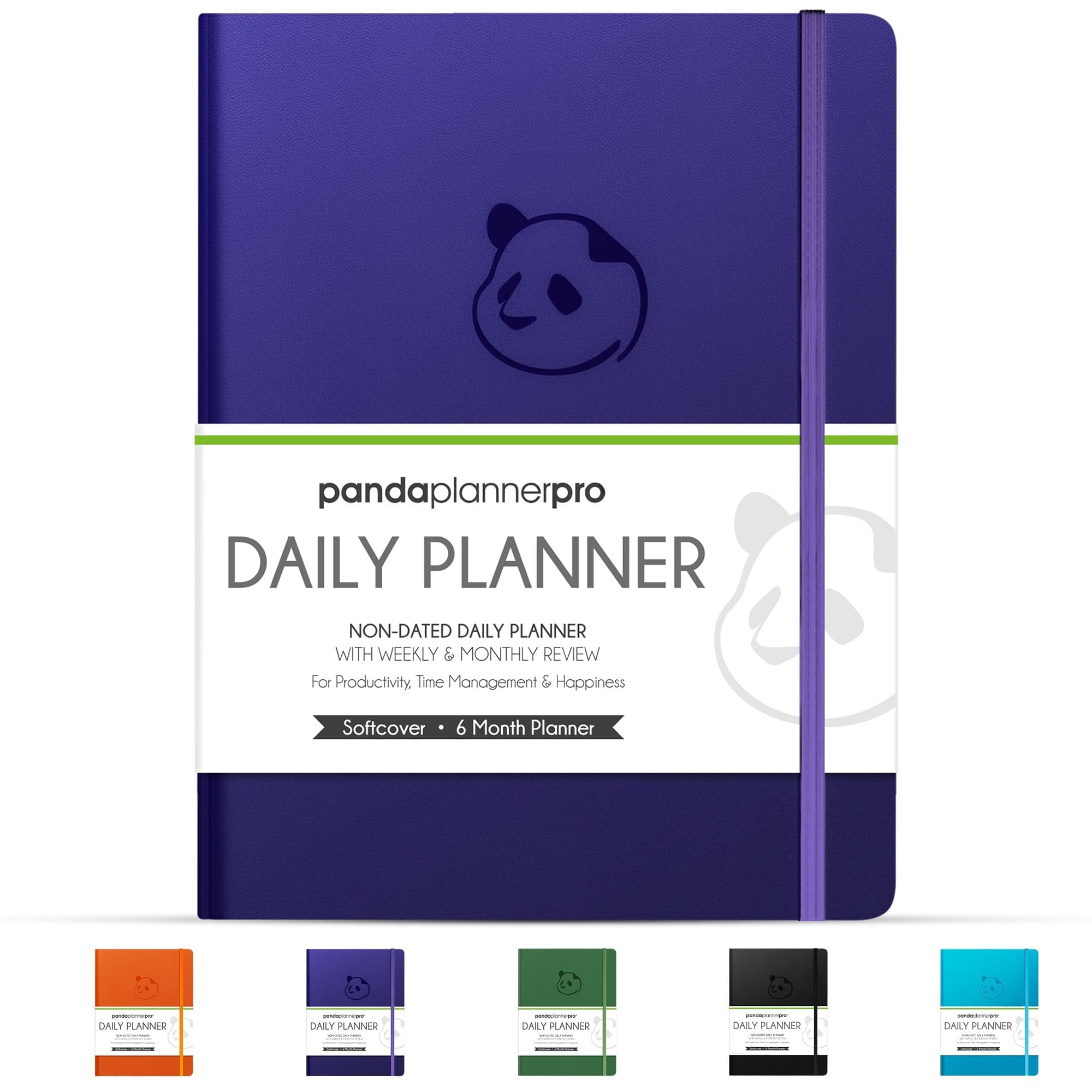 Panda Planner Pro - Best Daily Planner for Happiness & Productivity - 8.5 x 11" Softcover - Undated Day - Guaranteed to Get You Organized - Gratitude & Goals Journal (Purple)