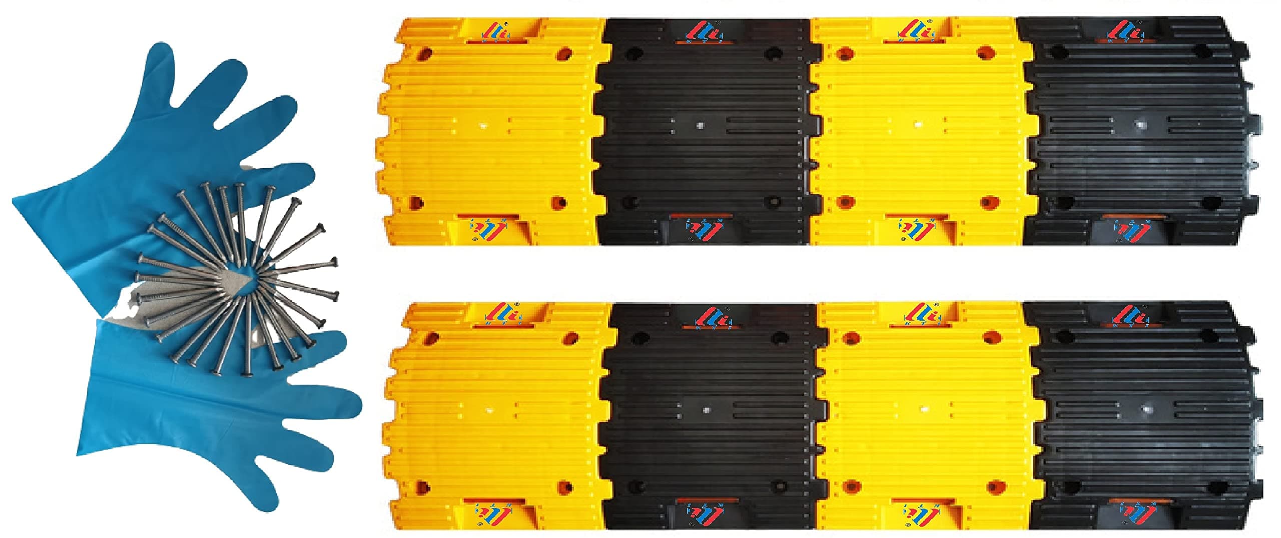 K T I® Speed Breaker 50 mm Height Easy to Install with our Manual Speed Breaker Ideal choice for Road Safety - 8 Pieces (4 pcs Black and 4 pcs Yellow) Pack Of 2 Meter