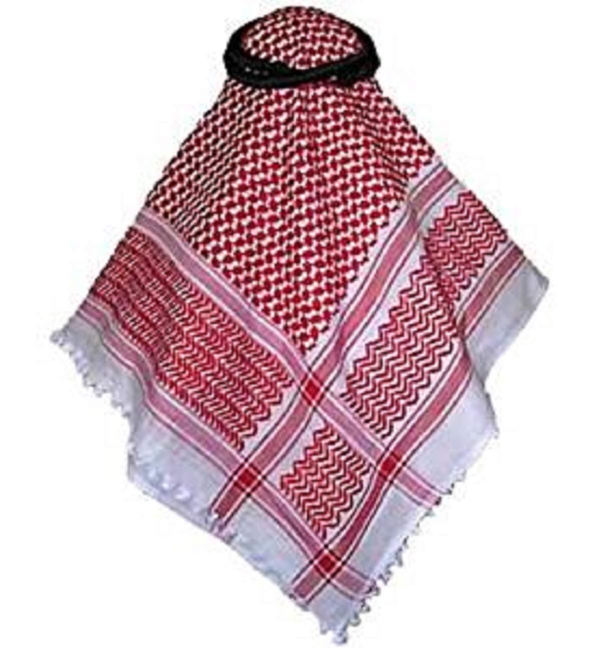 Bethlehem Gifts TM Traditional Palestinian Keffiyeh Shemagh Agal Rope from The Middle East (Red Keffiyeh with Agal)