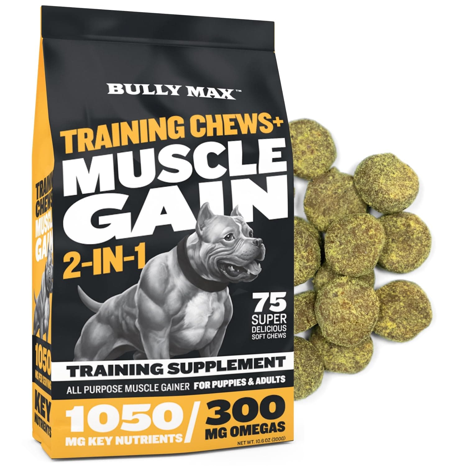 Bully Max Muscle Building Chews for Dogs. Builds Muscle, Adds Mass, Boosts Growth. Vet Approved for All Dog Breeds and Ages (Suitable Puppies and Adult Dogs)