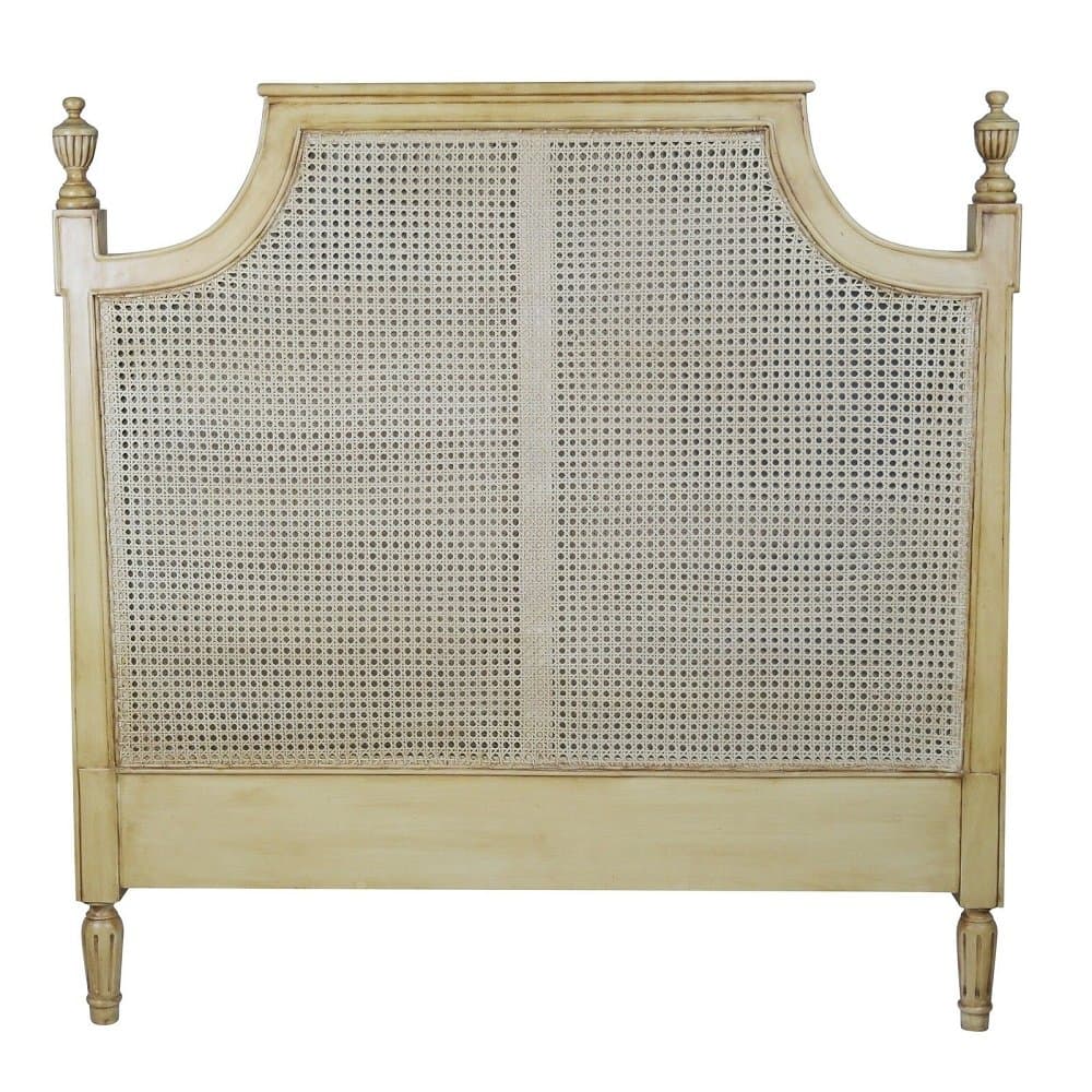 Rattan Headboard King Vintage, Style French Cane, Double Divan Mattress, Optional Size 5ft