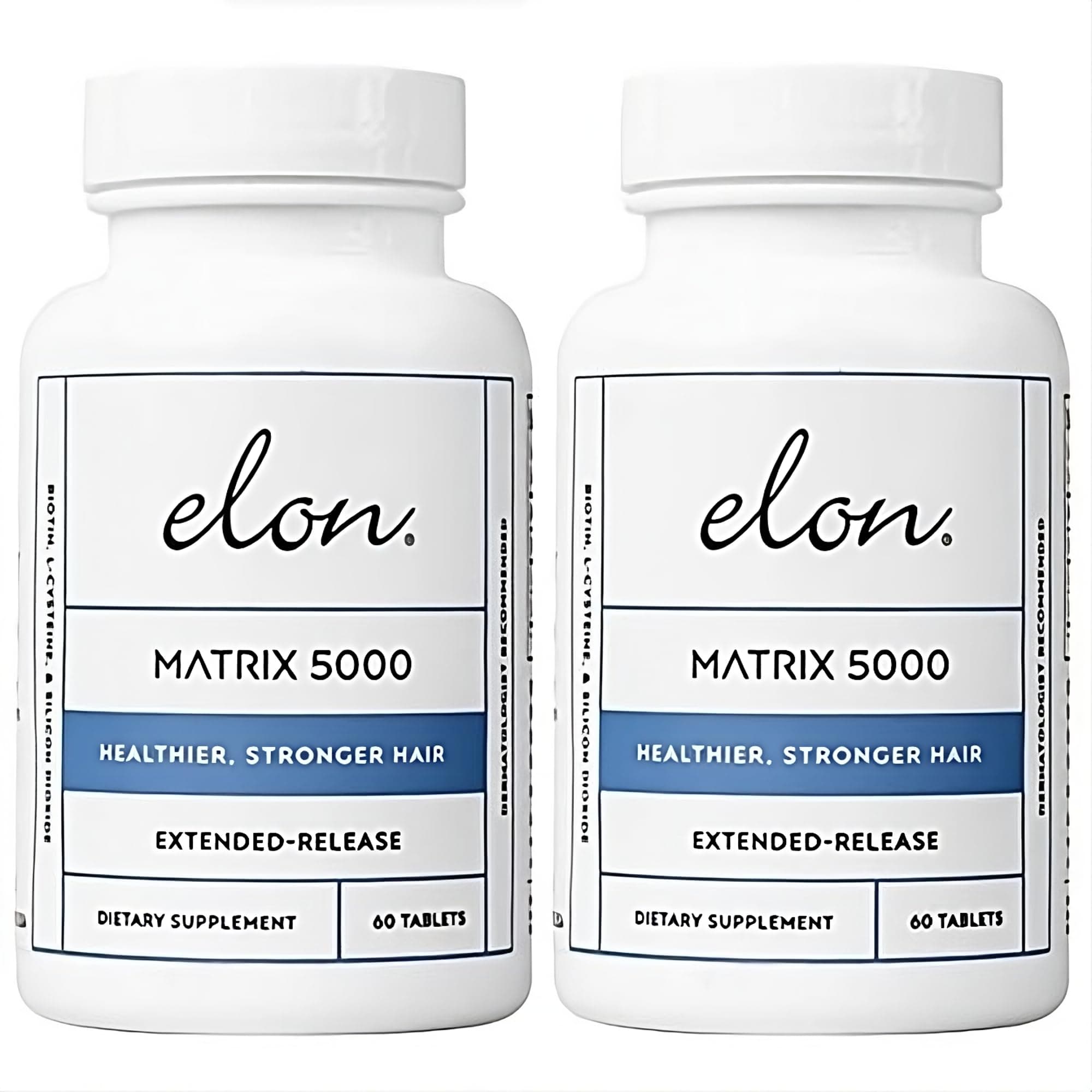 Elon Matrix 5000 - Biotin 5000mcg Vitamins for Hair Growth w/Extended Release - Promotes Healthy & Strong Hair - Pack of 2 (120 Day Supply)