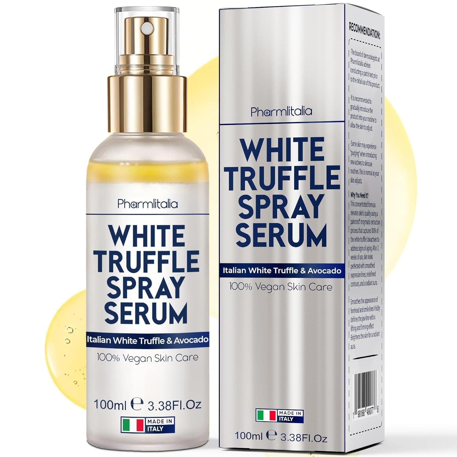 Italian White Truffle Spray Serum - Vegan Skin Care - Hydrating Face Mist with Avocado & White Truffles - Face Serum for Radiant Skin - 3.38 Fl Oz