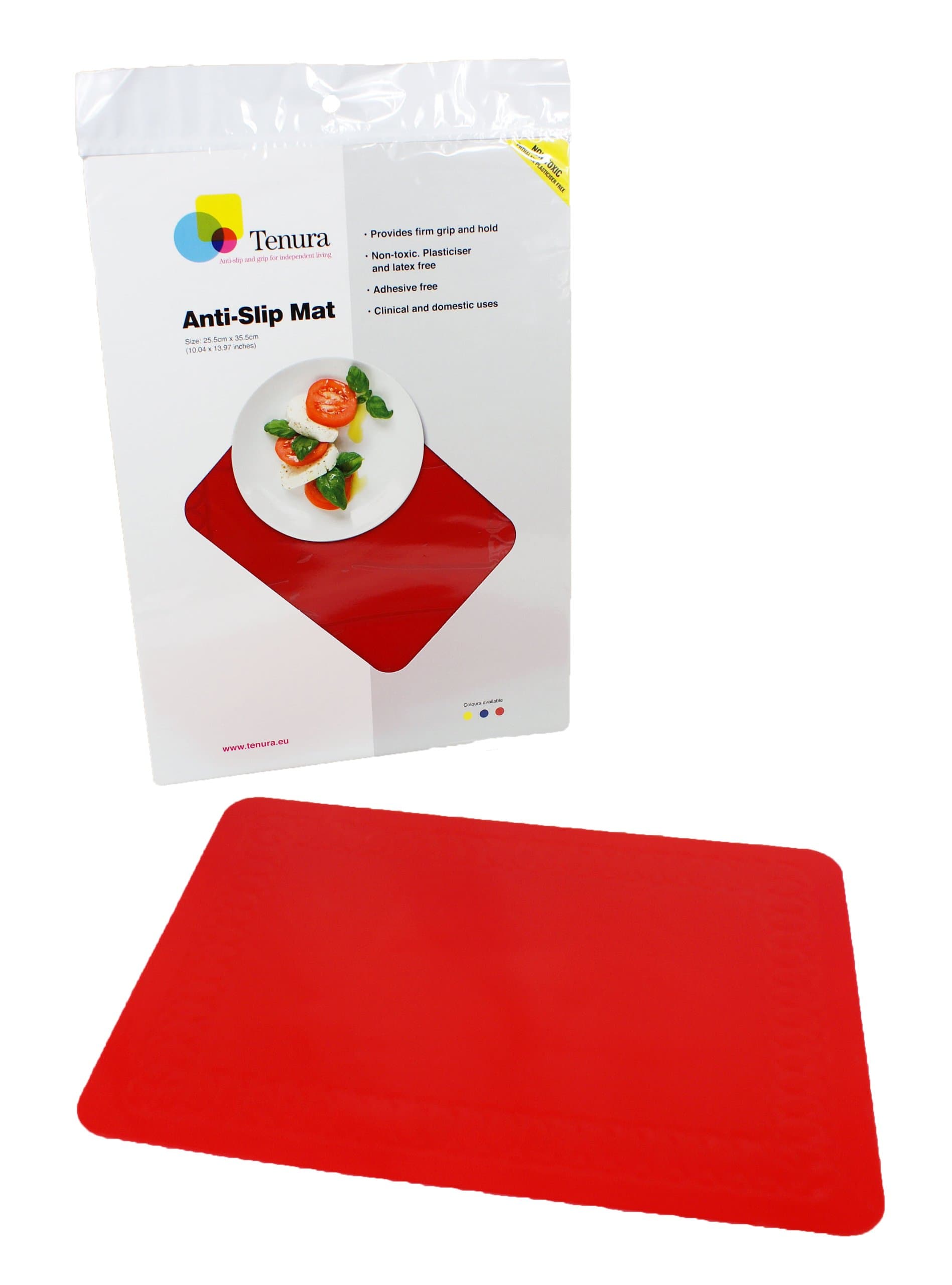 Tenura Silicone Rubber Non Slip Rectangle Tablemat 35cm Length x 25cm Width Red