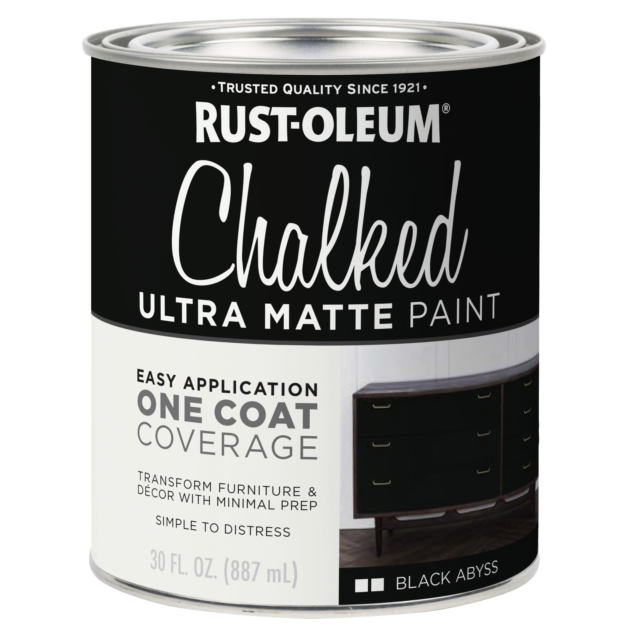 Rust-Oleum Black Abyss Chalked All-in-One Ultra Matte Paint | One Coat Coverage | No Primer, Sanding, Or Topcoat Needed | Easy Clean Up | Made in USA | 30 OZ
