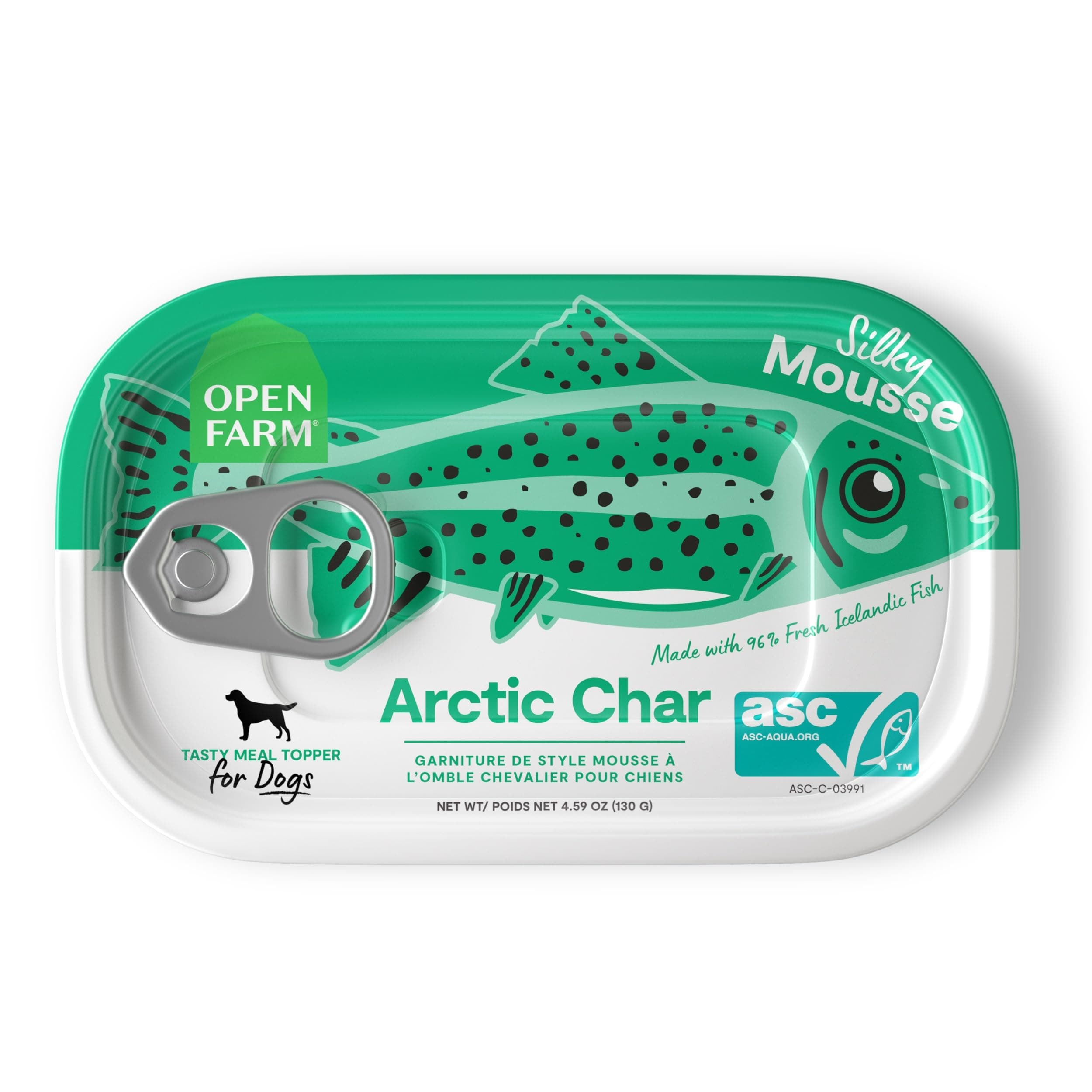 Canned Dog Food Topper, Silky Mousse Made with 96% Responsibly Sourced Icelandic Fish, Grain & Legume Free, Arctic Char Recipe, 4.59oz Cans (Pack of 12)