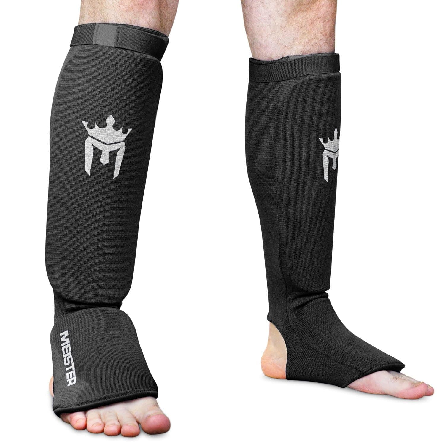 Meister MMA Shin Guards and Instep Pads Padded Elastic Fabric Pair