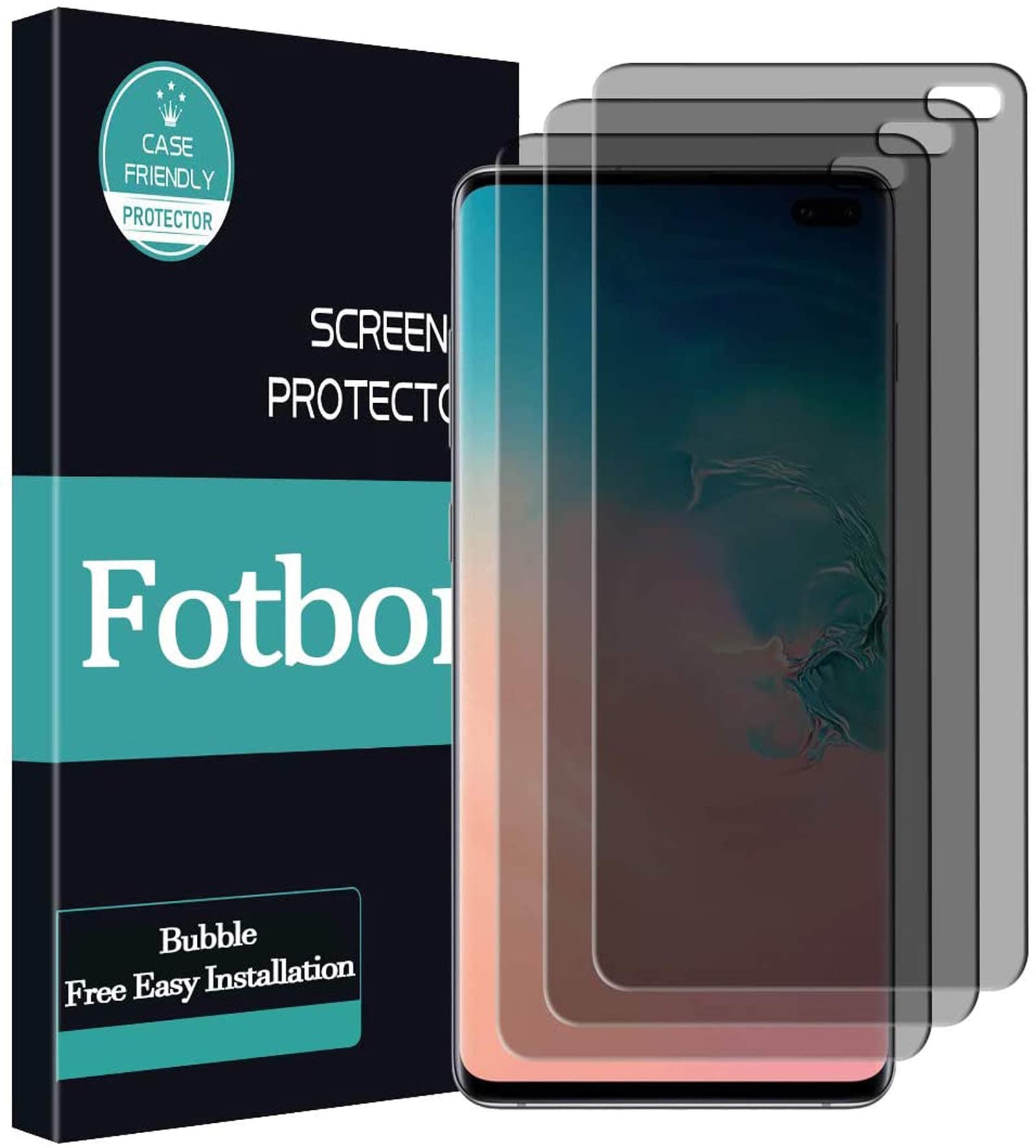 Galaxy S10 Plus Privacy Screen Protector, Anti Spy 9H Hardness Bubble Free Privacy Tempered Glass Screen Protector for Samsung Galaxy S10 Plus 2019 (Not Fit in-Screen Fingerprint)