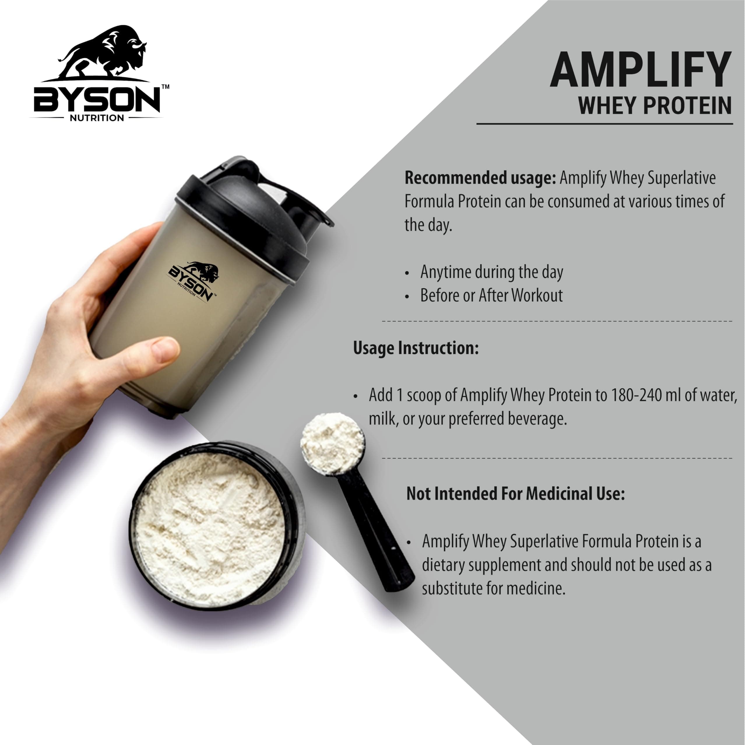 Byson Nutrition Amplify Whey Protein Powder | 25g Protein per Serving, 11.8g EAA, 5.7g BCAAs, 4.6g Glutamine | Gluten-Free | Supports Muscle Growth | USA Whey (5lbs, Americano Cafe Mocha)