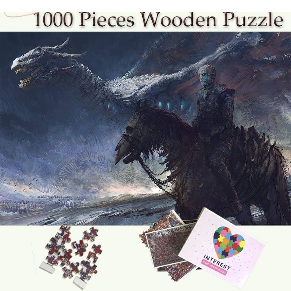 yingPT 1000 Pieces of Wooden Puzzle-Game of Thrones Wooden Puzzles 1000 Pieces White Walkers and Dragon Adults 1000 Pieces Jigsaw Puzzle Teenagers Kids Toys