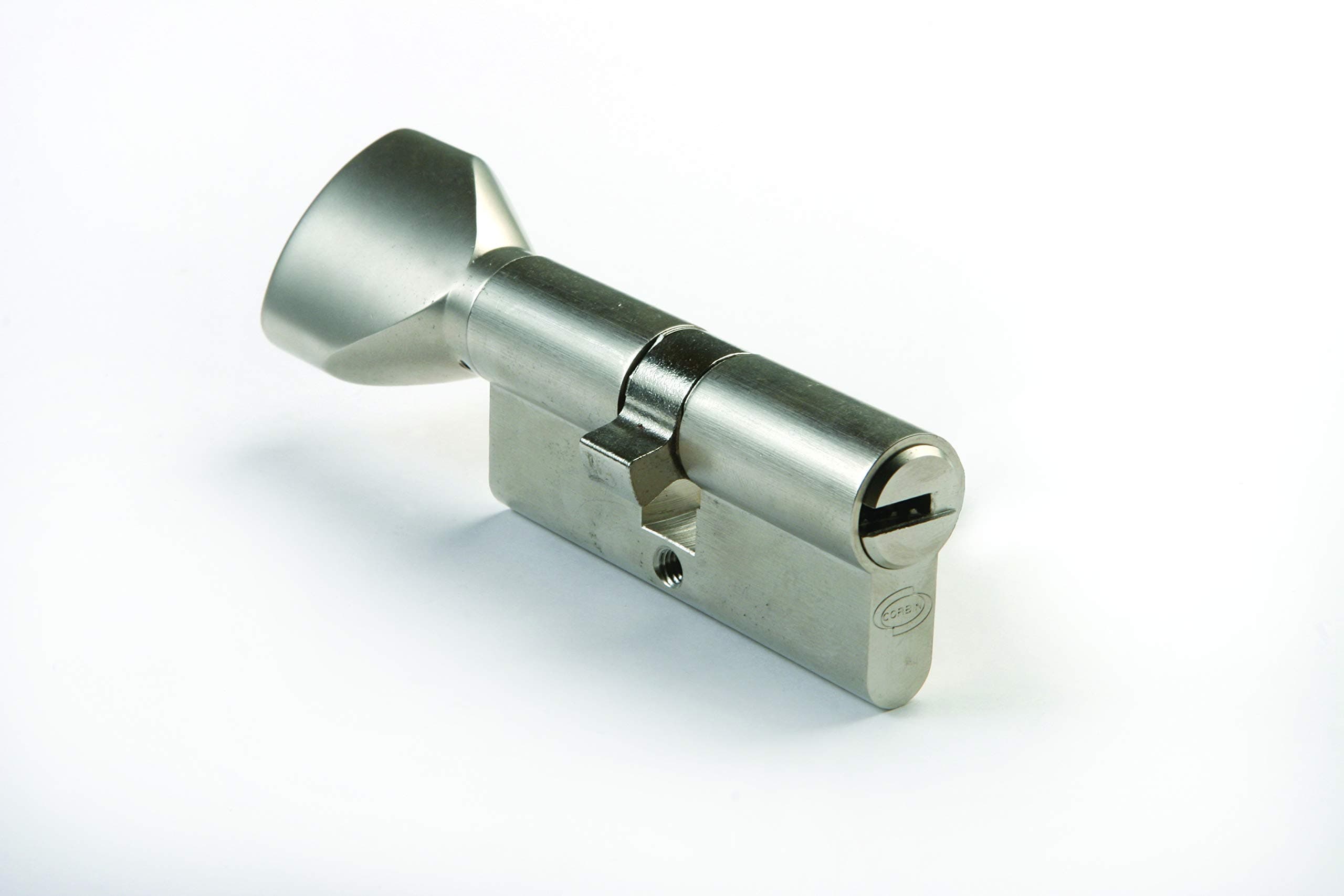 Eurostar Safety Cylinder with Long Side knob 70 (40-30) in Nickel-Plated Brass