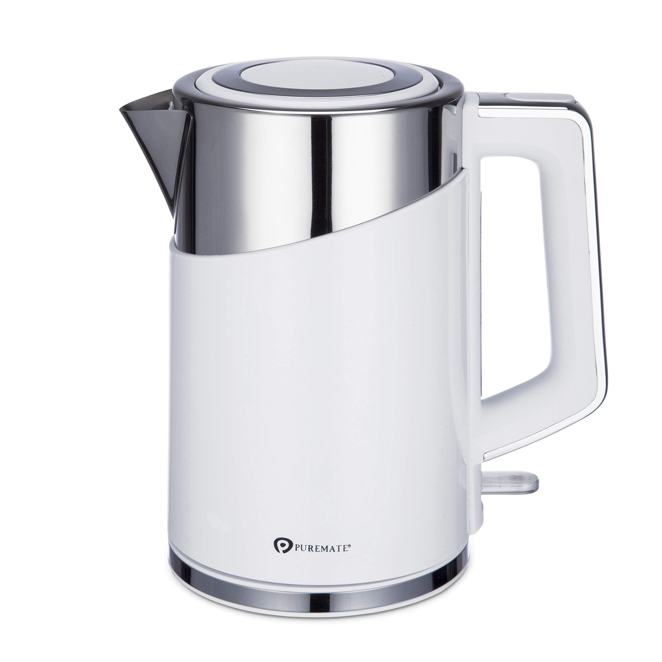 PureMate PM 2652 Electric Cordless Fast Boil Stainless Steel Jug Kettle with Reusable Filter, Double Walled Insulation & Silicone Sealed Lid with Boil Dry Protection - 1.7 Litre, 3000W