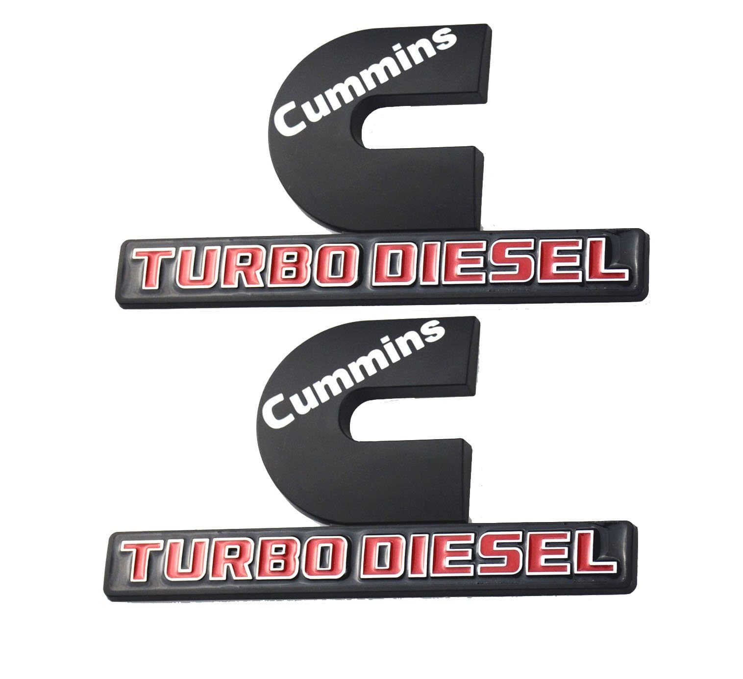 2 Pack Cummins Turbo Diesel Emblems, Badges High Output Nameplate Replacement Sticker for 2500 3500 Fender Emblem(Black)