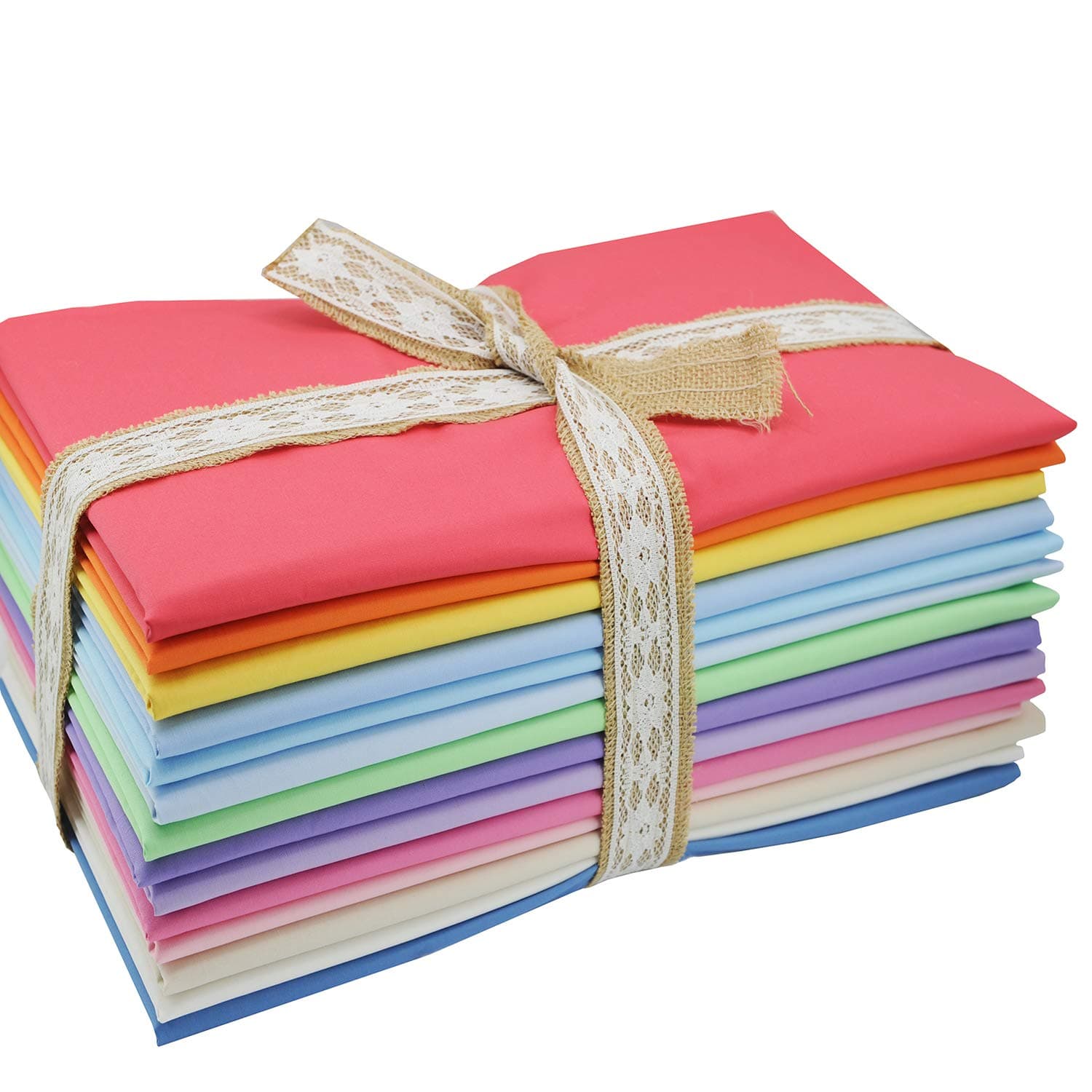 Pre-Cut Fat Quarter Quilting Cotton Twill Light Candy Baby Color Fabric Bundles Craft Cloth DIY for Sewing Crafting 18x20 Inch Rose Flavor