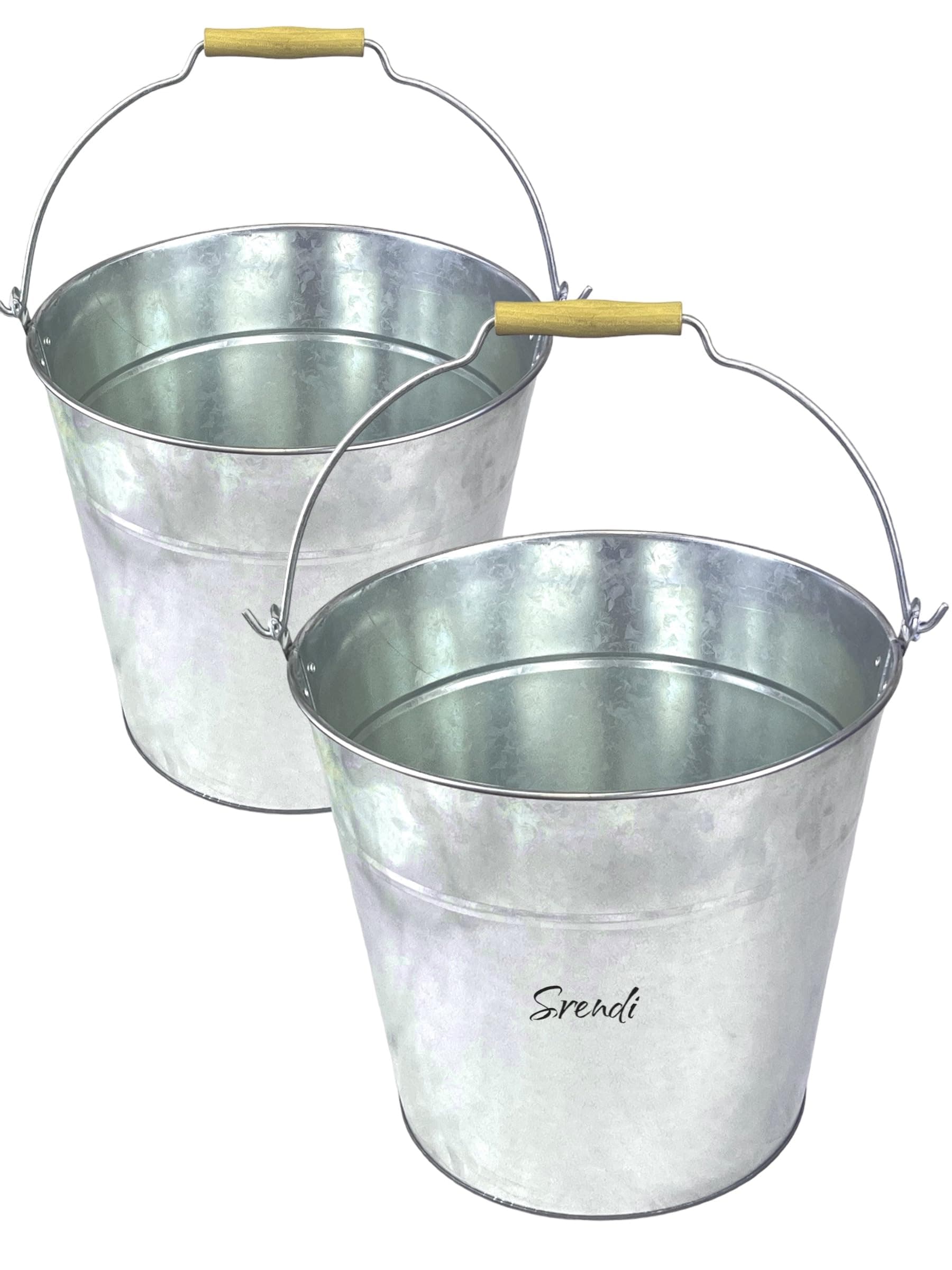 2 x 12L Metal Galvanised Buckets with Carry Handle Ash Coal Water Fire Wood Sand