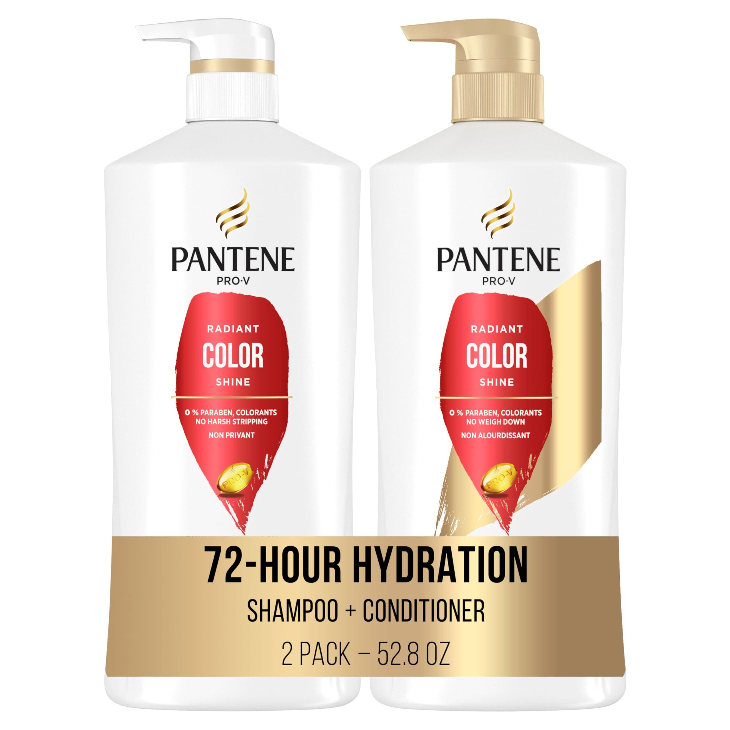 Pantene Pro-V Radiant Color Shine Shampoo & Conditioner with Rescue Shot, 27.7 oz + 25.1 oz + 0.5 oz