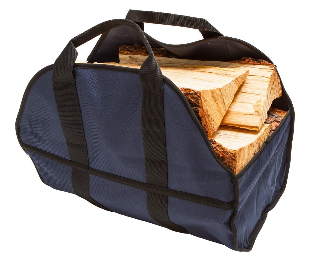 Egooz Large Firewood Log Carrier, Durable Canvas Tote Bag for Carrying Wood - Simple, Easy use, Close End - keeps mess inside the carrier, 24"X12"X10"(Blue)