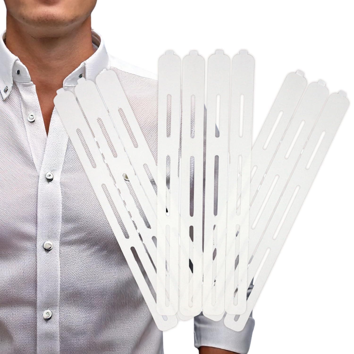 Chrome Cherry CollarLift,Collar Stiffeners, Adhesive Placket Stays to Hold Up Shirt Collars, Discreet & Disposable Shirt Accessory for a Sharp Look and Strong Hold