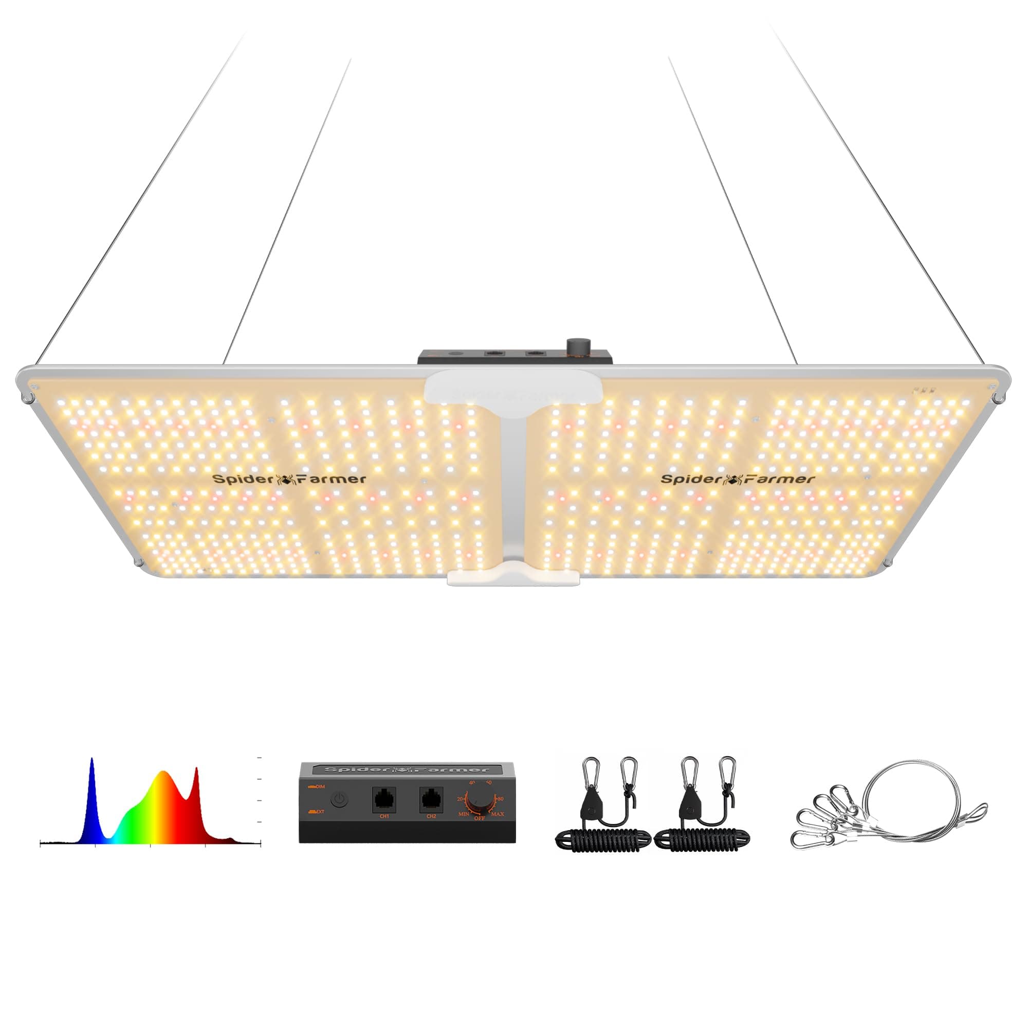 Spider Farmer SF2000 200W LED Grow Light for Indoor Plants, Upgraded High Efficiency LEDs, Dimmable Full Spectrum High PPFD, Deep Penetration for Seed Starting/Vegetables/Bloom in 2x4 Grow Tent