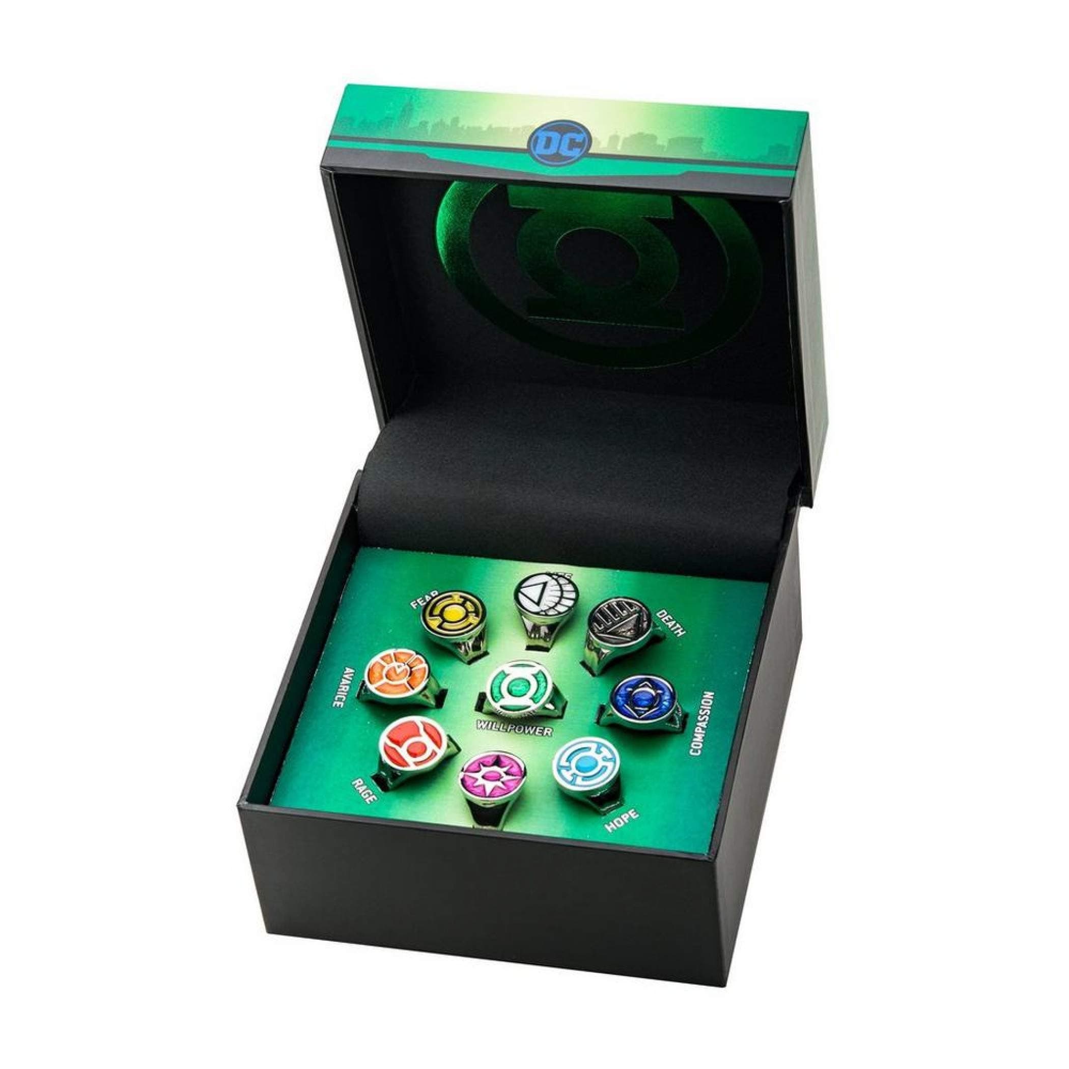 Green Lantern Power Rings Emotional Spectrum | Includes 9 Adjustable Rings Featuring Each Emotion