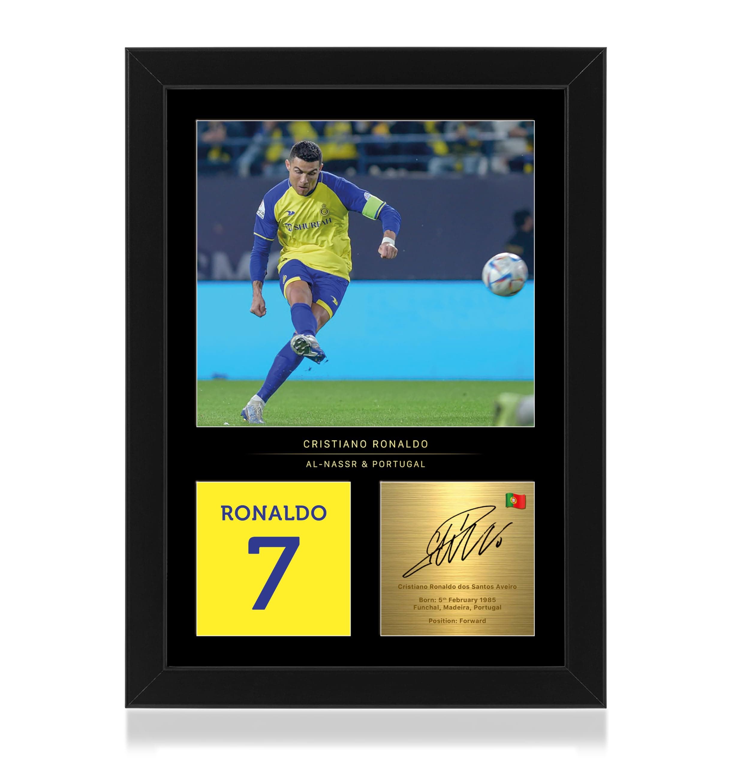 Win FC Cristiano Ronaldo A4 Framed Photo Display - Reproduced Digital Signature - Gift For Al-Nassr Fans