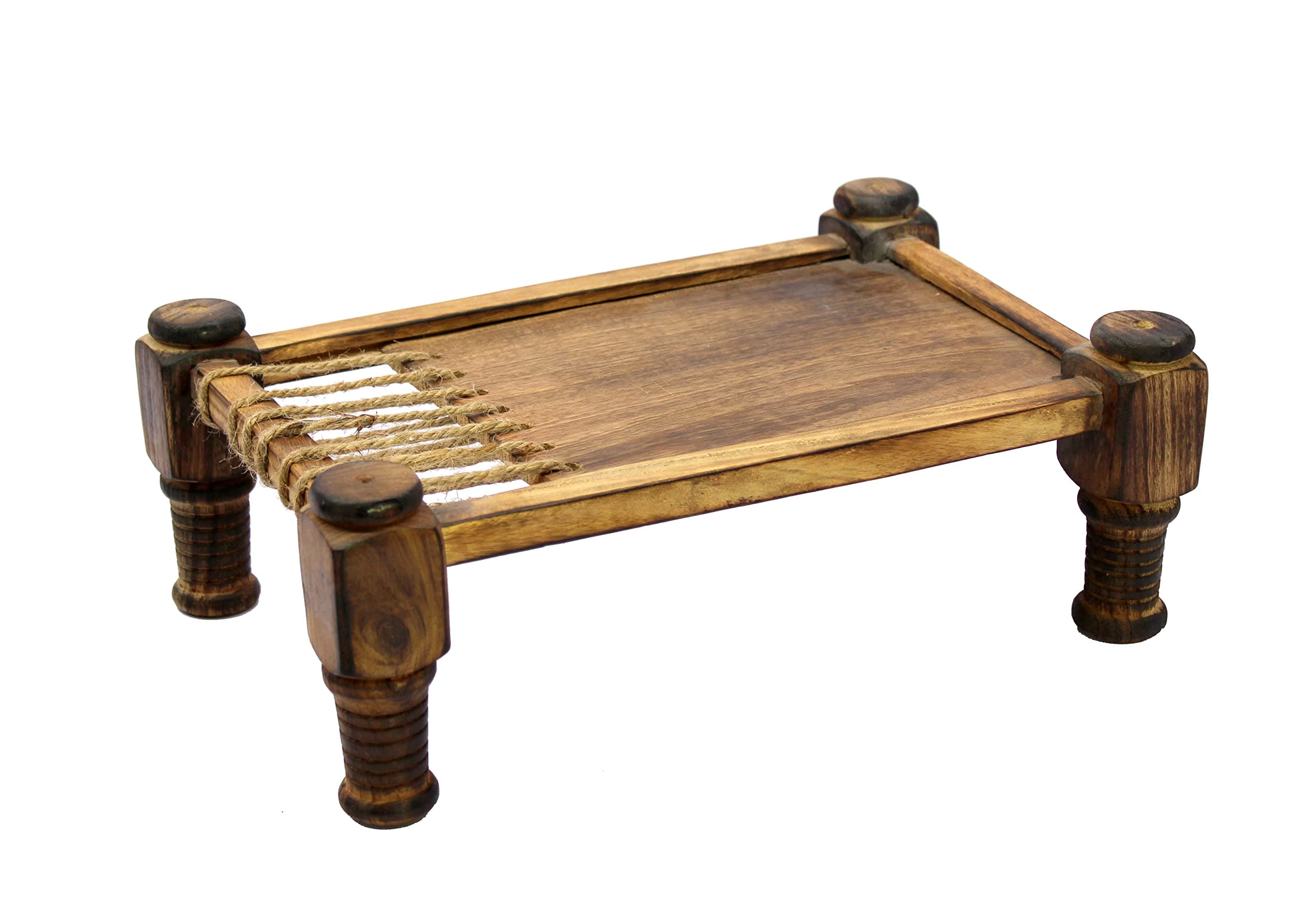 ESPLANADE Cot Charpai Khaat Serving Platter Tableware Serve-Ware for Home and Kitchen | Wood - 11.5" Inches - Brown